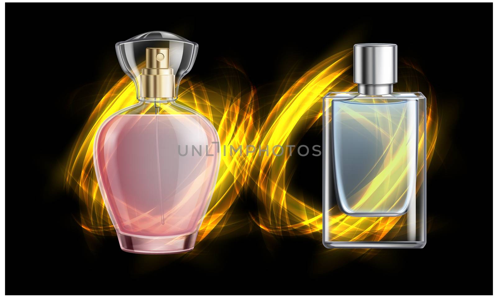 mock up illustration of couple perfume on abstract background