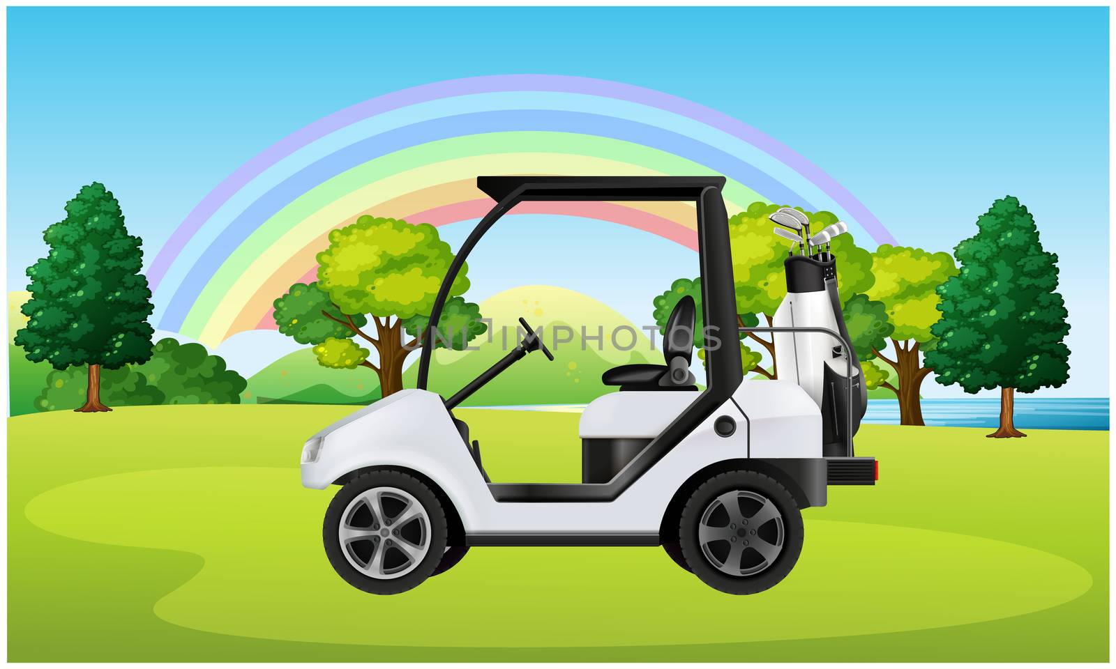 golf cart parked in a ground by aanavcreationsplus