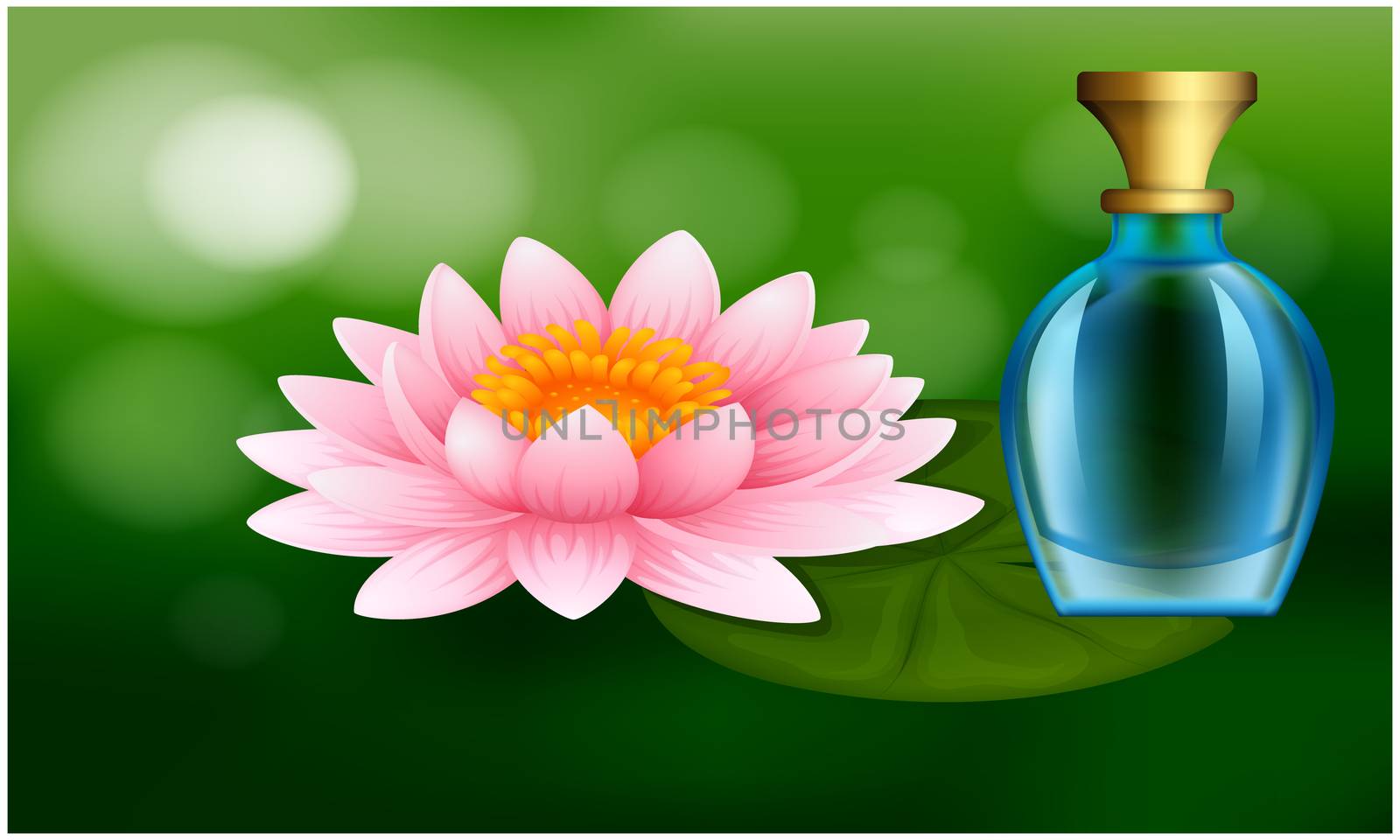 mock up illustration of female perfume from lotus flower extract on abstract background by aanavcreationsplus