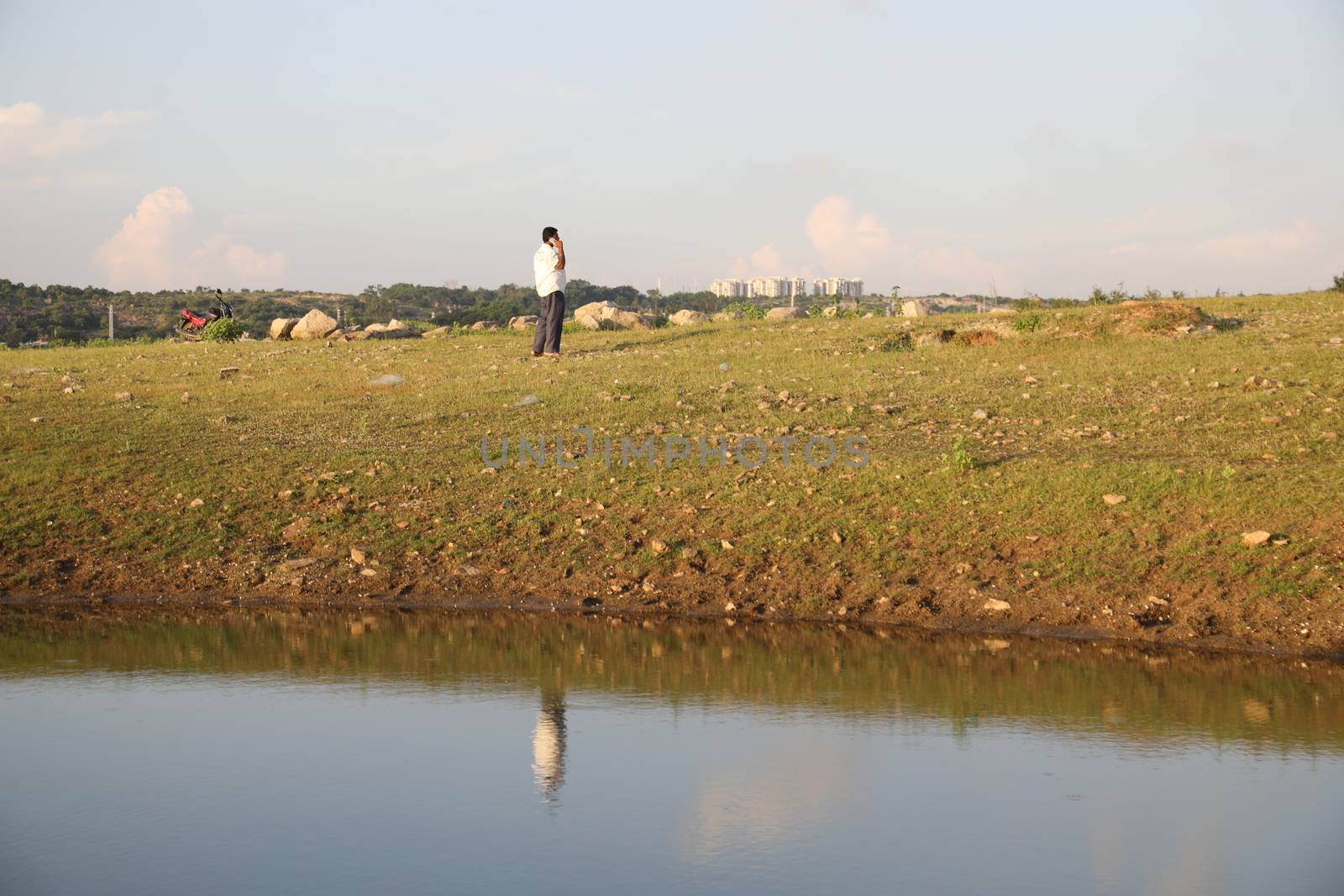 silhouette of man at Lake