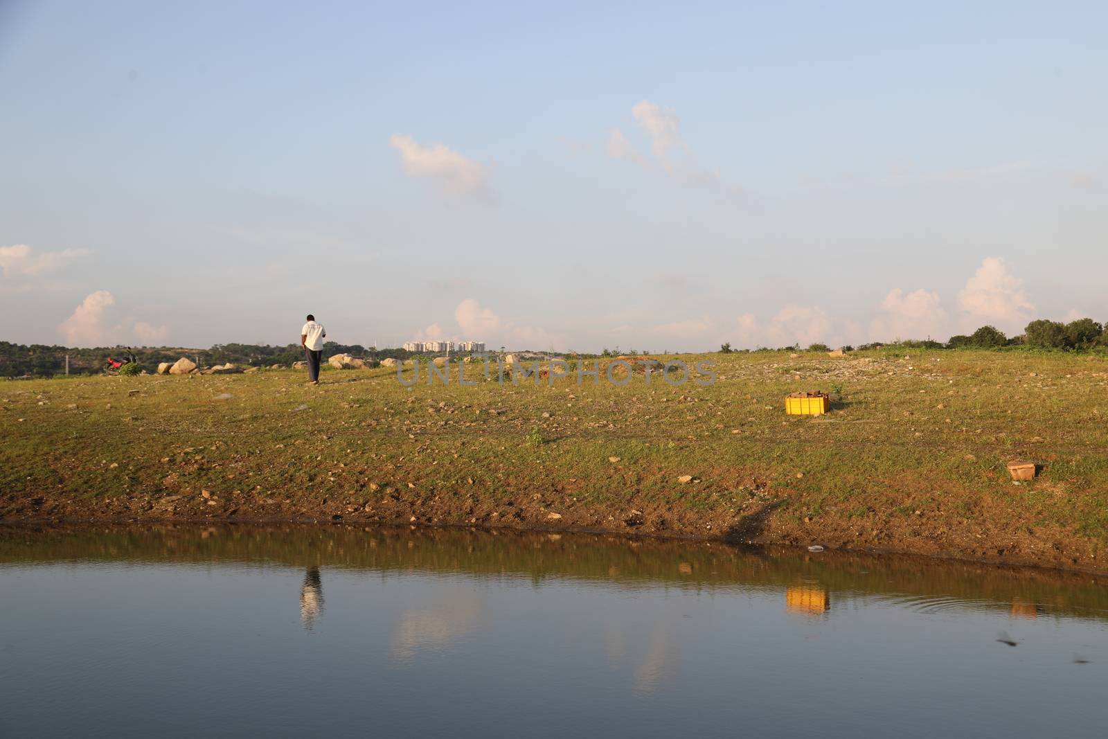 silhouette of man at Lake