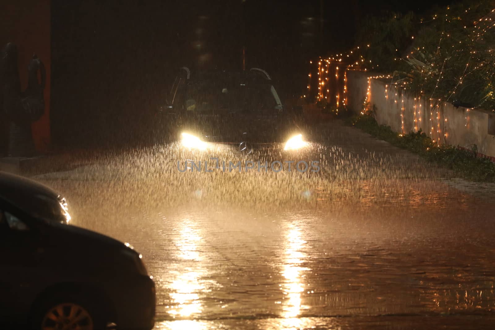 Car lights on Road
