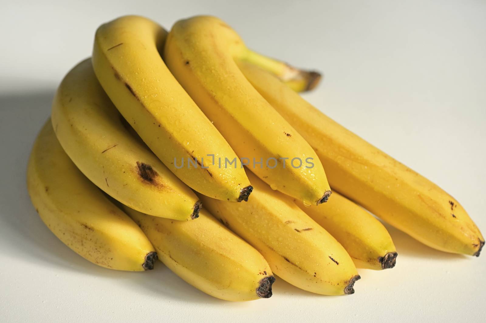 Bunch of raw ripe organic yellow bananas