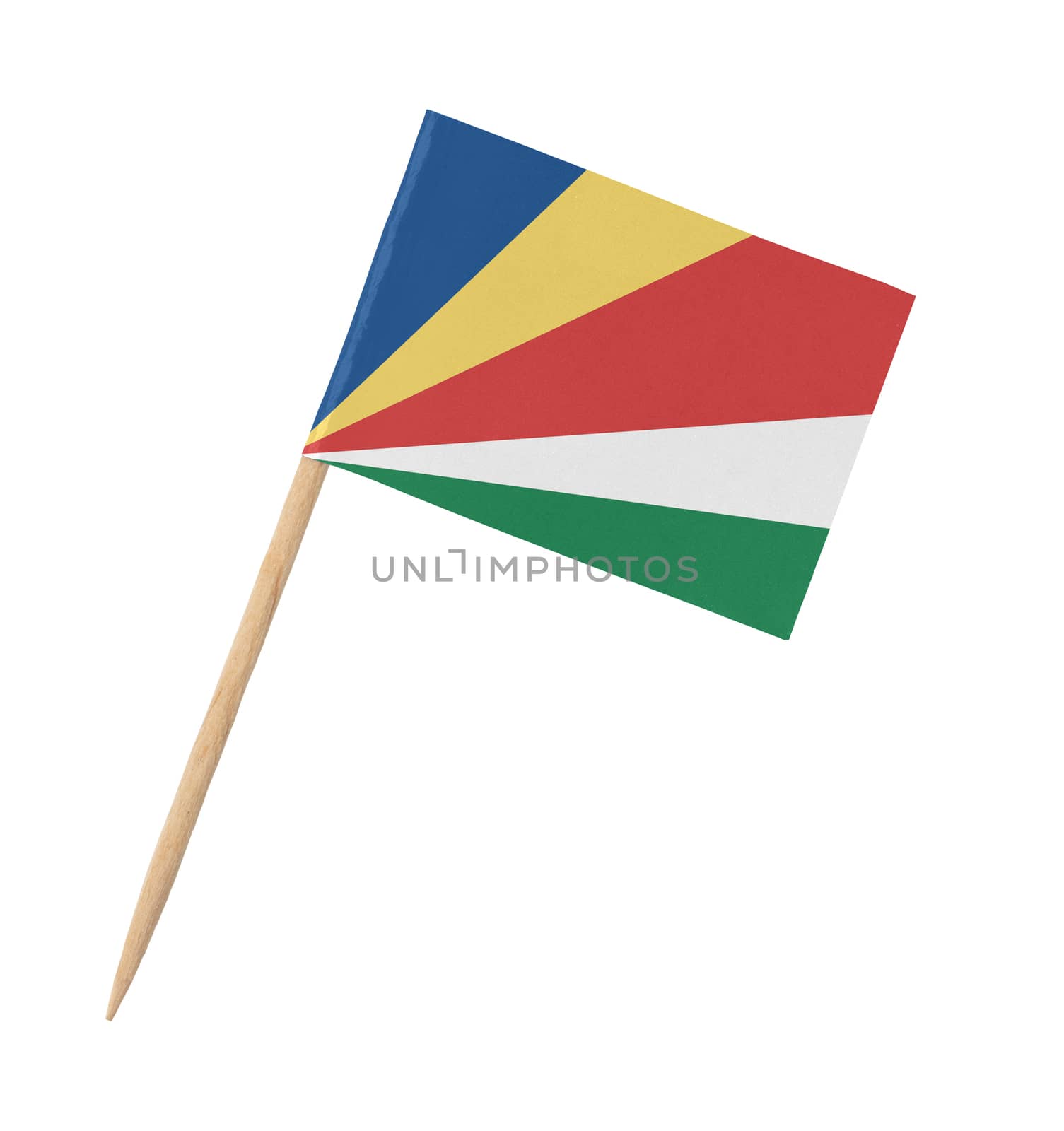Small paper flag of Seychelles on wooden stick by michaklootwijk