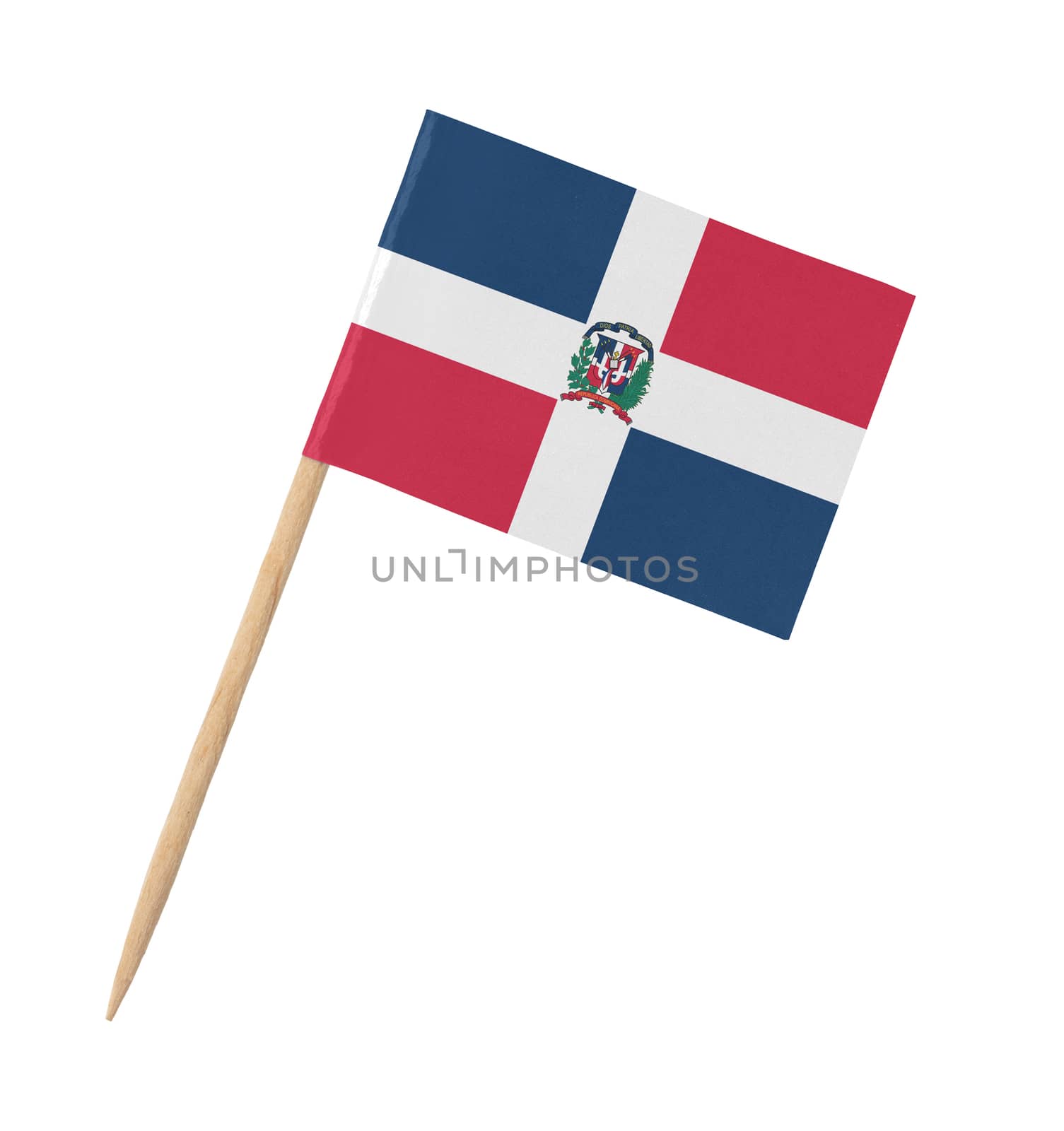 Small paper flag of Dominican Republic on wooden stick by michaklootwijk