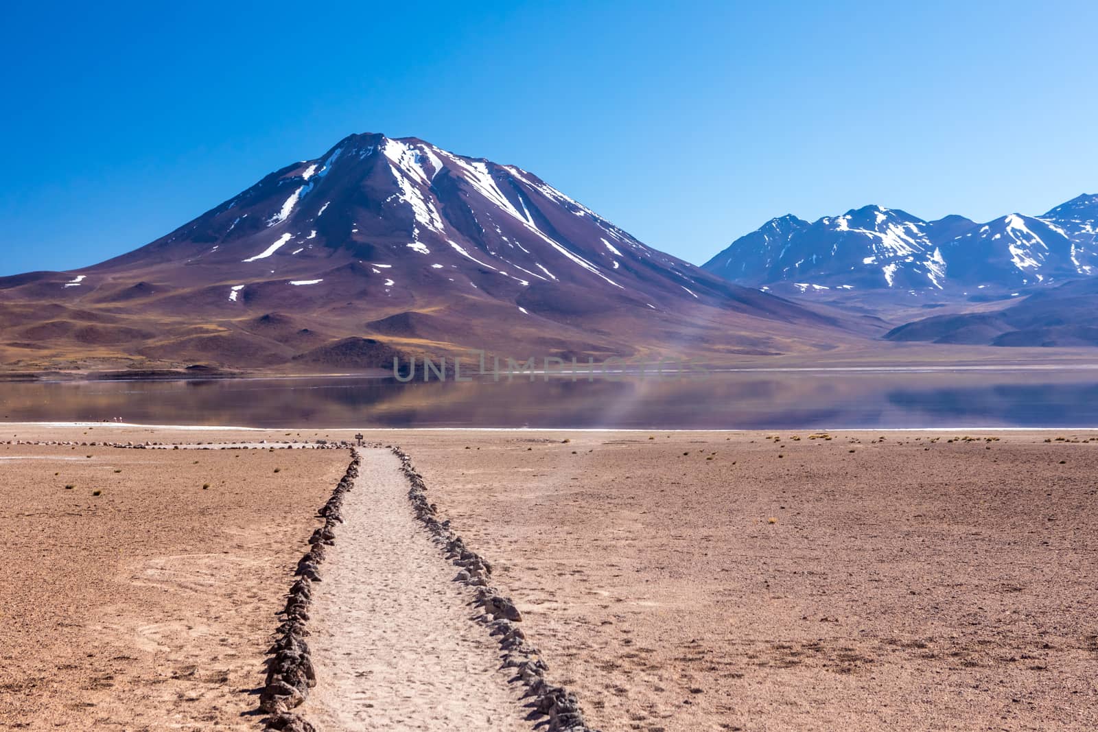 Lagunas Altiplanicas, Miscanti y Miniques, amazing view at Atacama Desert. Chile, South America.