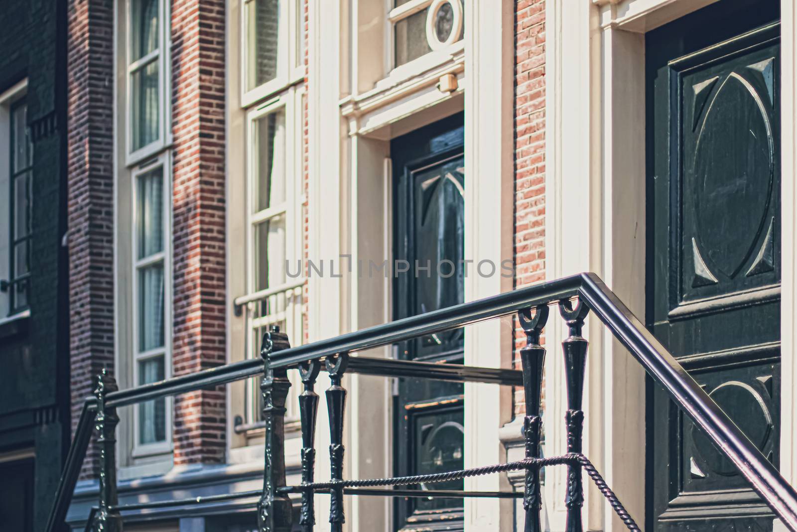 Main downtown street in the city center of Amsterdam in Netherlands by Anneleven