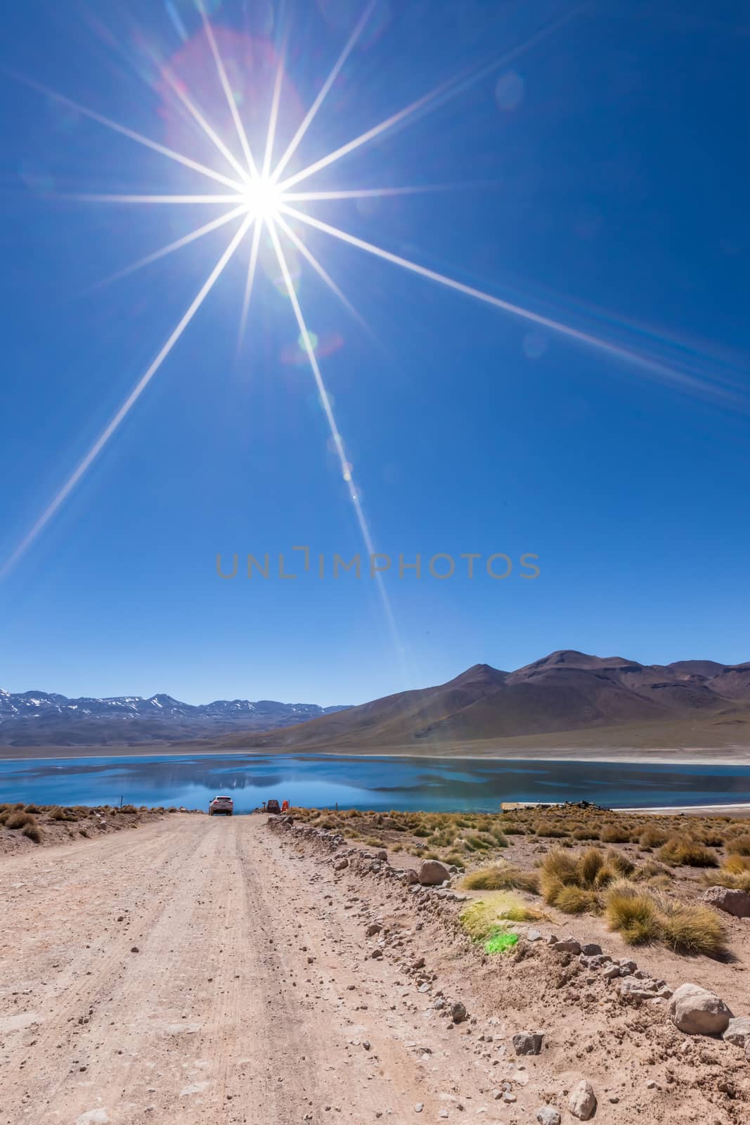 Lagunas Altiplanicas, Miscanti y Miniques, amazing view at Atacama Desert. Chile, South America.