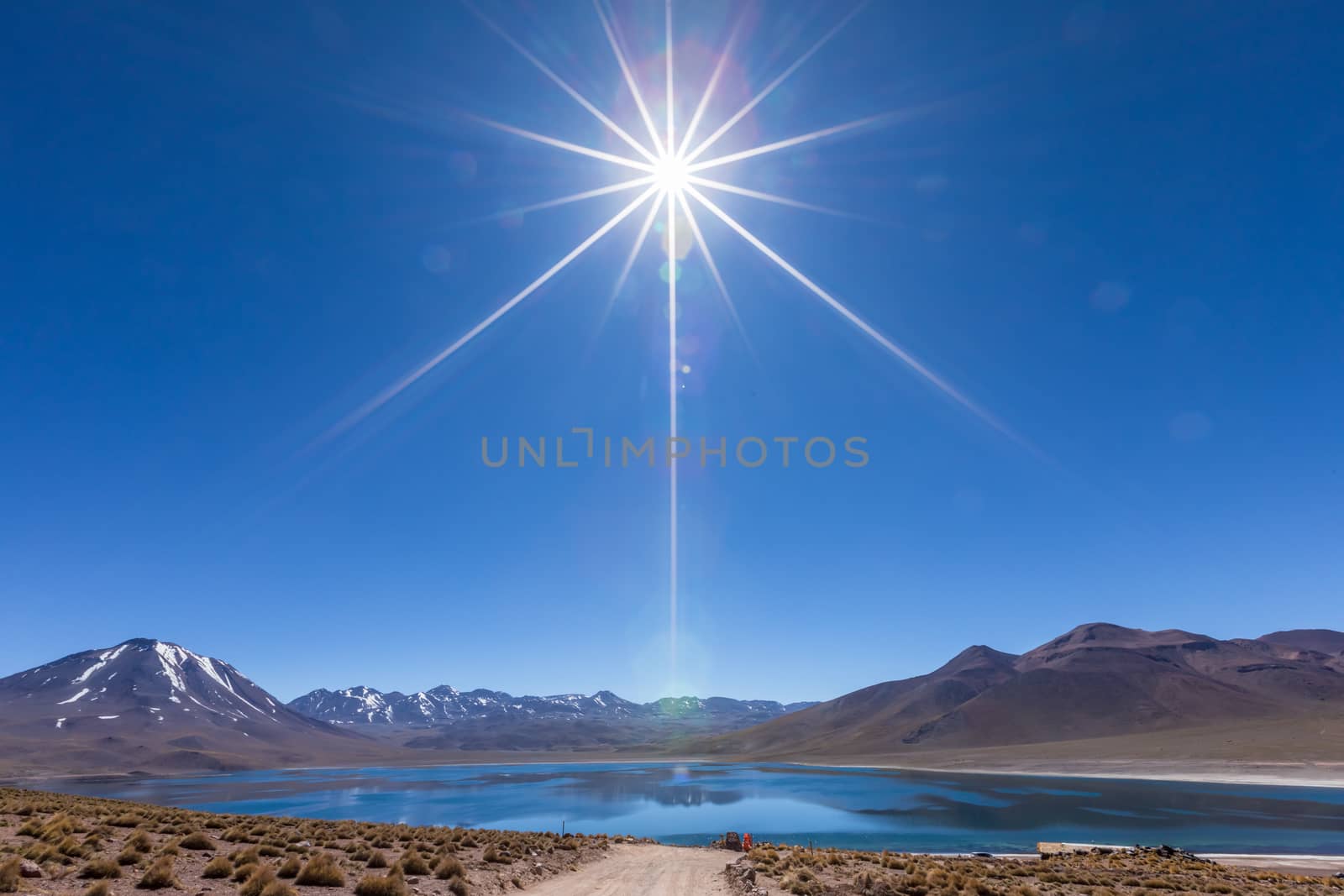 Lagunas Altiplanicas, Miscanti y Miniques, amazing view at Atacama Desert. Chile, South America.