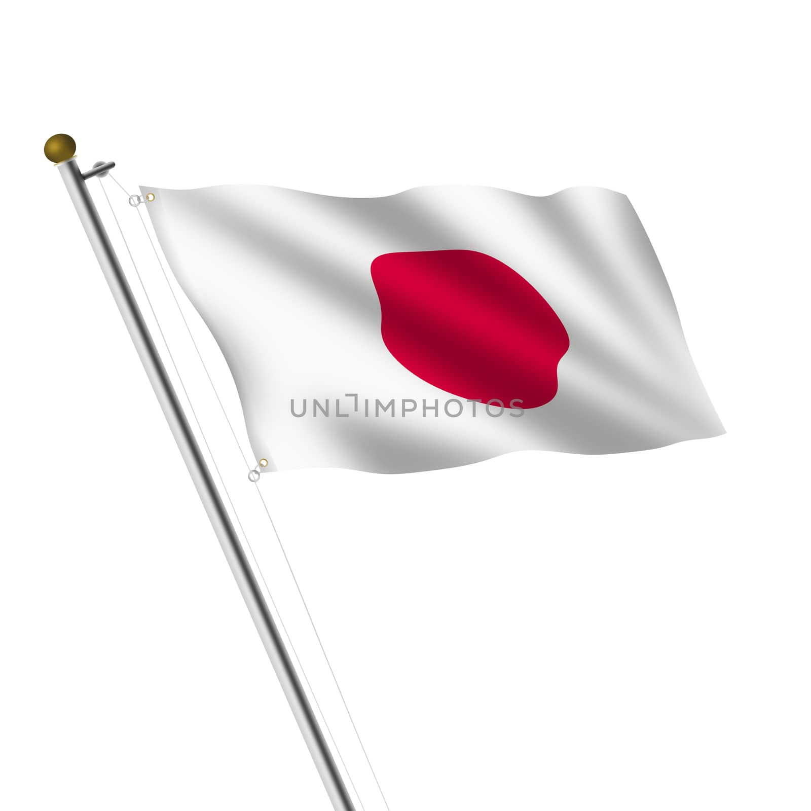 A Japan Flagpole illustration on white with clipping path