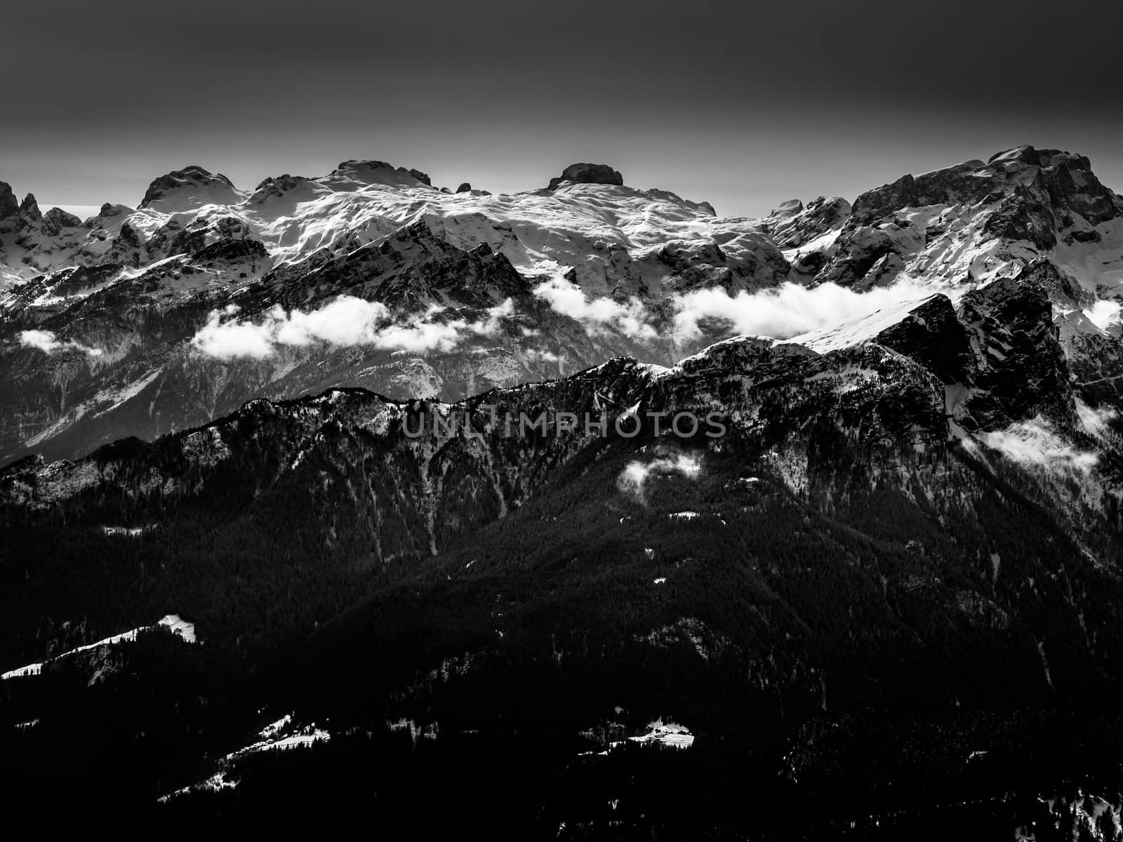 View on Glacier of Marmolada, in the Dolomites, Italy.