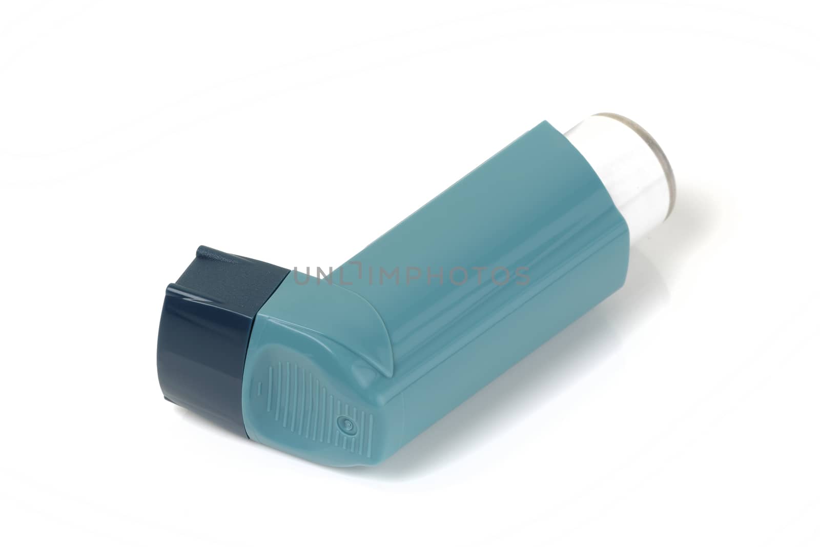 A checkmark shaped Inhaler for asthma isolated on white