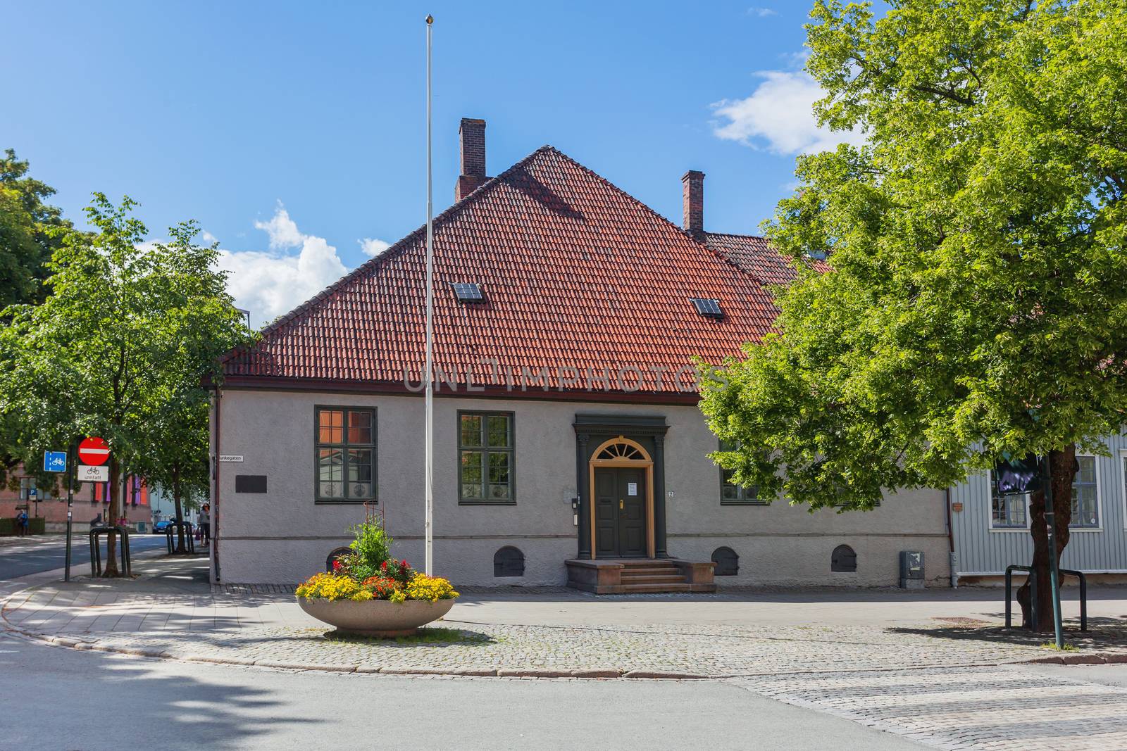 Kommandantskapets hovedbygning building in Trondheim,Norway. Scandinavian style of architecture.
