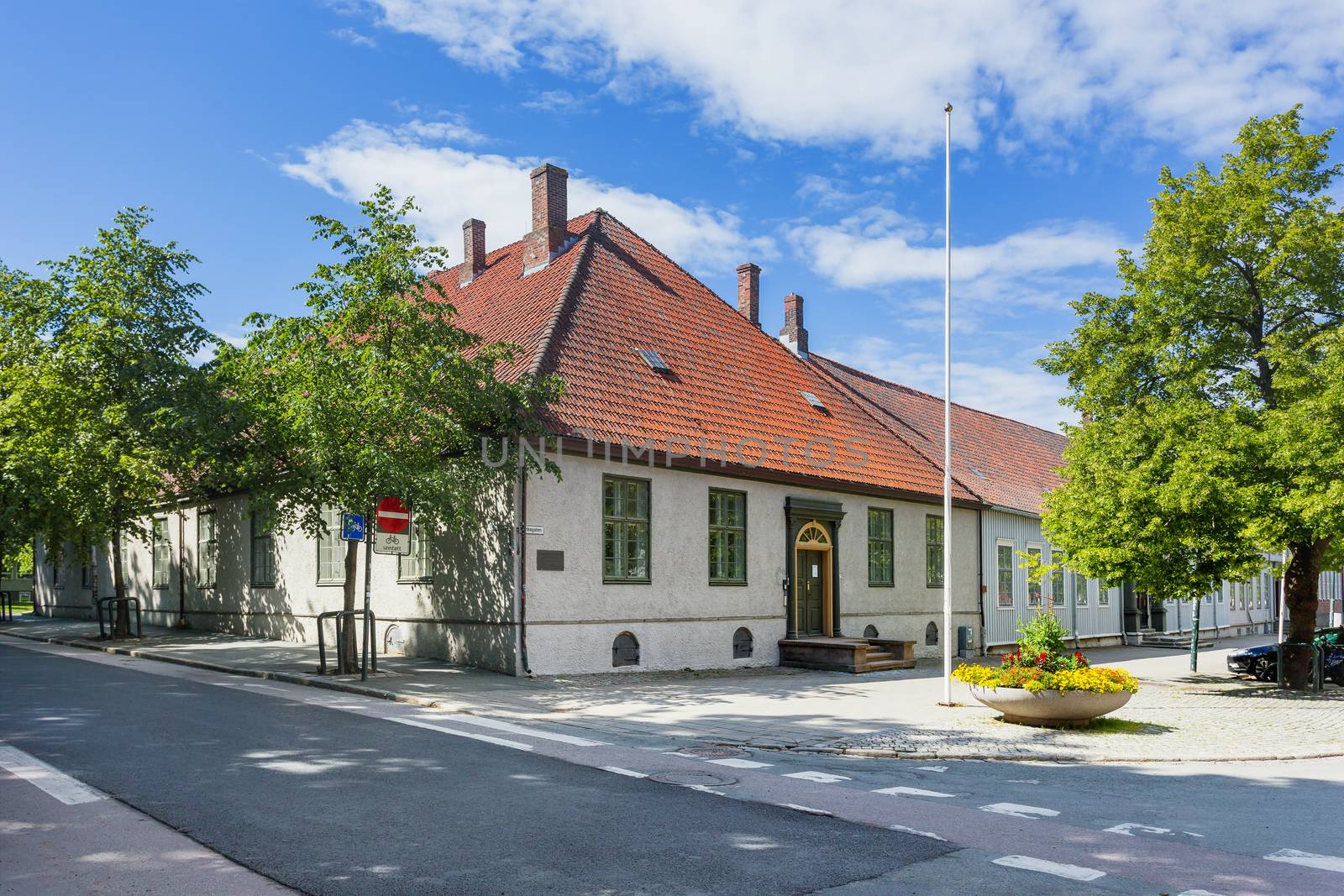 Kommandantskapets hovedbygning building in Trondheim,Norway. Scandinavian style of architecture.