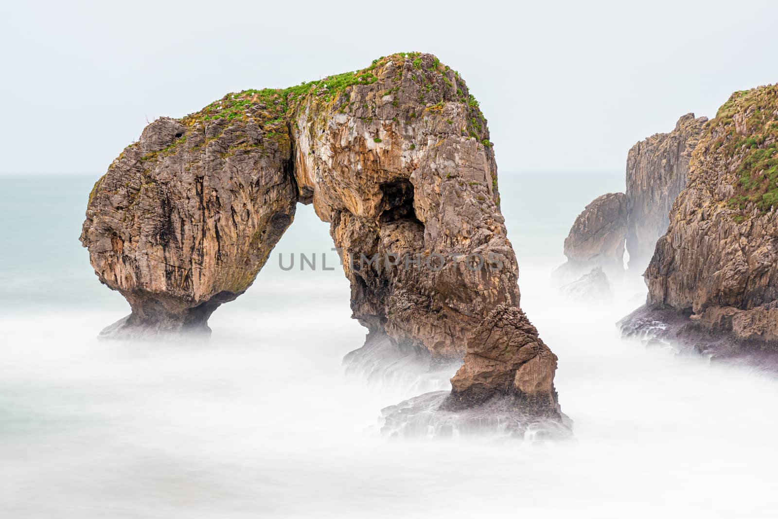 landscape of sea and rocks, Castro de las gaviotas in Asturias by jmagfoto