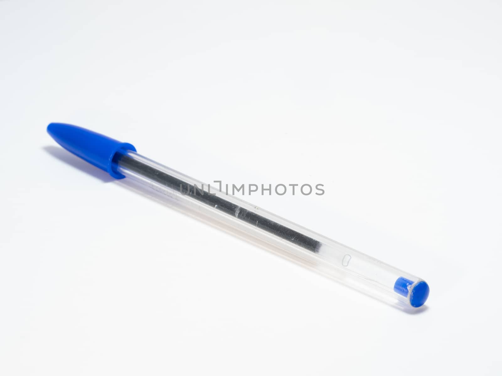 standard transparent blue ink pen