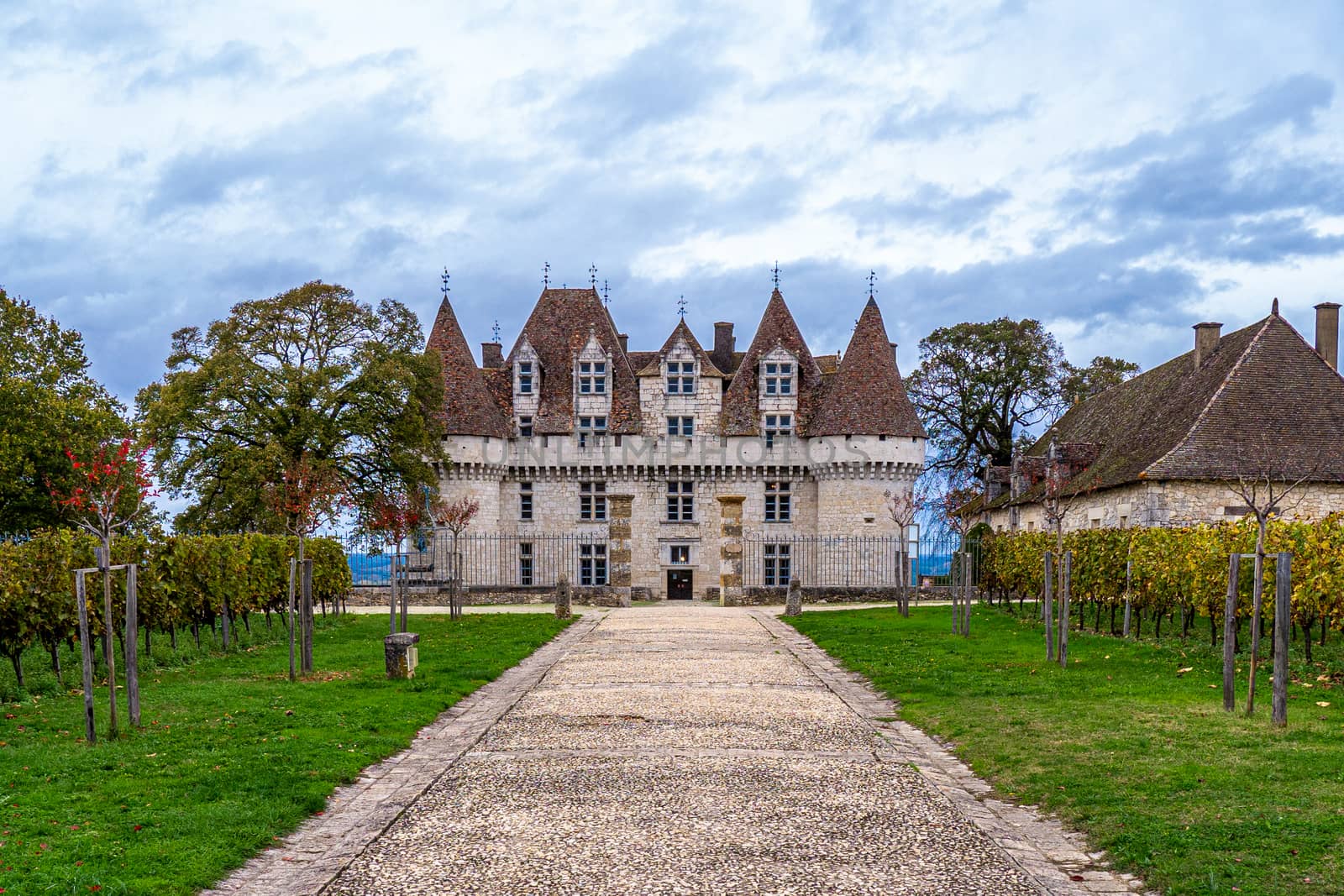 view of the facade of the Castle of Montaigne