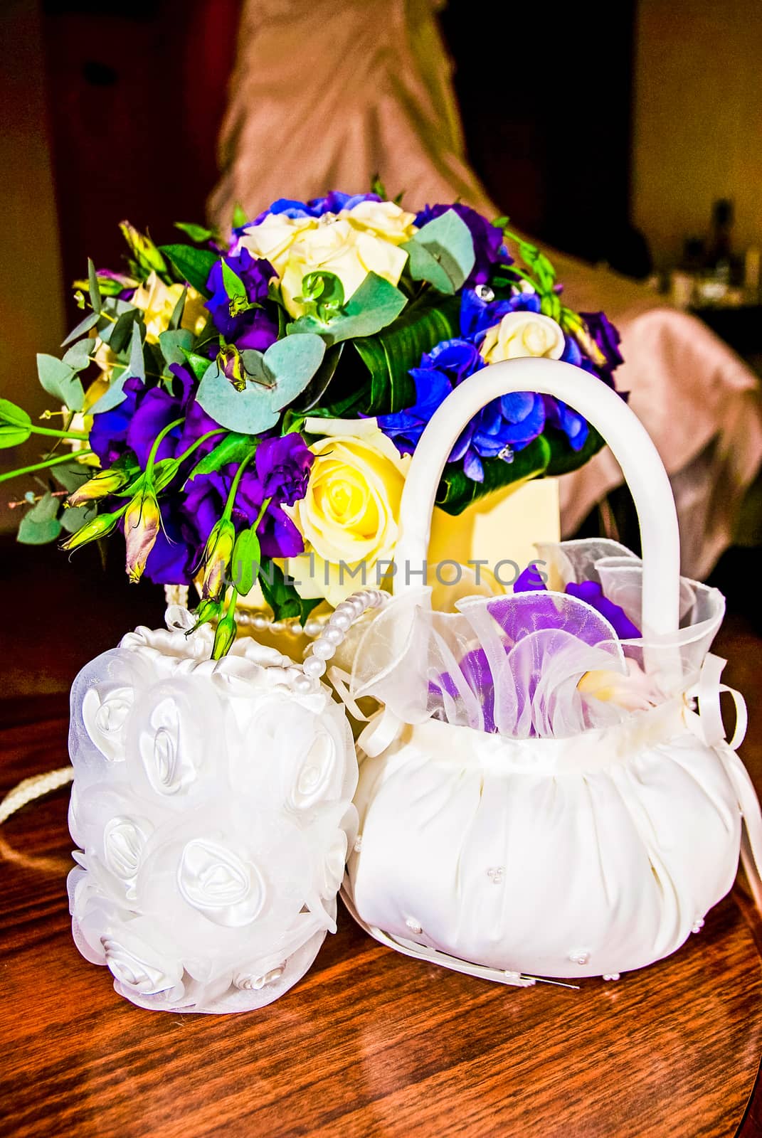 flower girl bags with petals in for a wedding