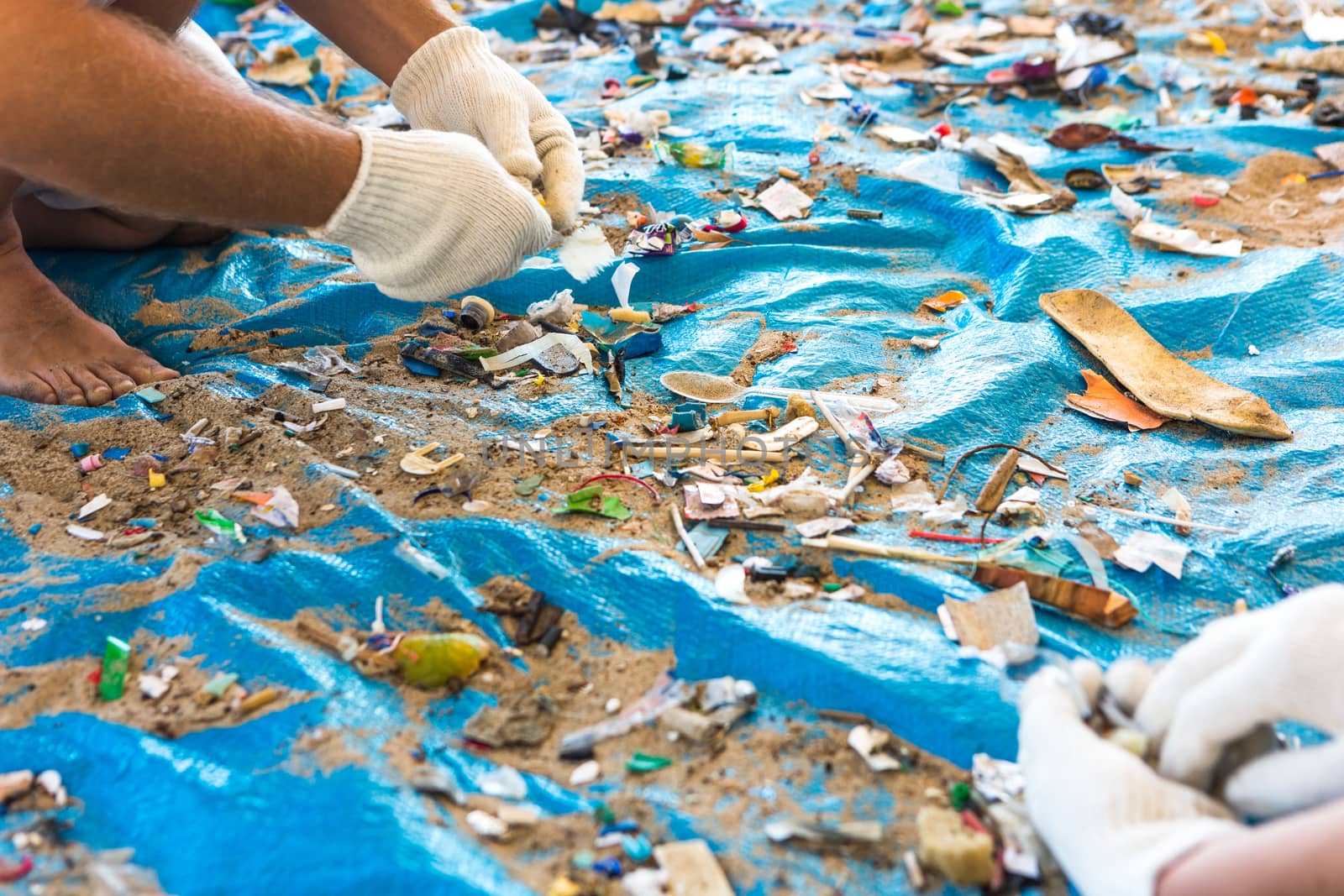 Beach Cleaning. Cleaning dirty beaches by the action of man. Sustainability of the planet and preservation of nature.