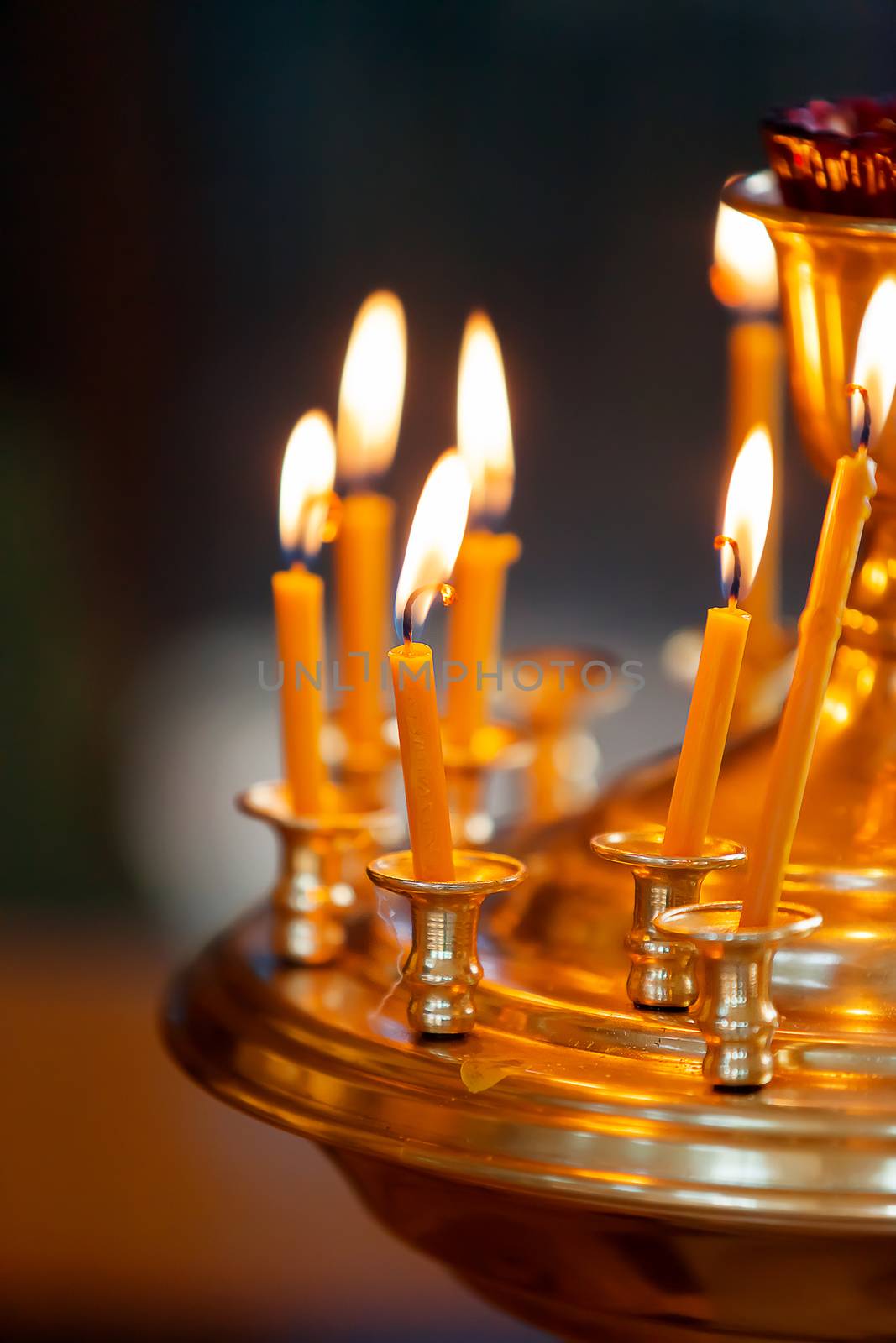 Candleholder. Details in the Orthodox Christian Church. Russia.