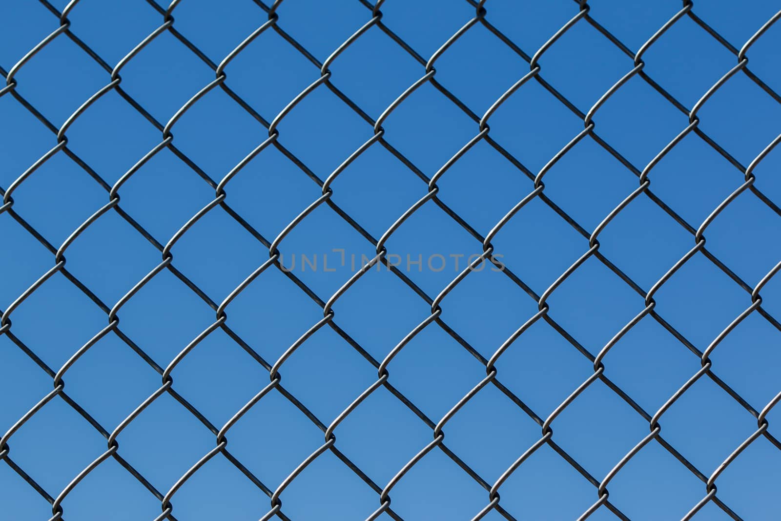 Fence background from metal wire and blue sky