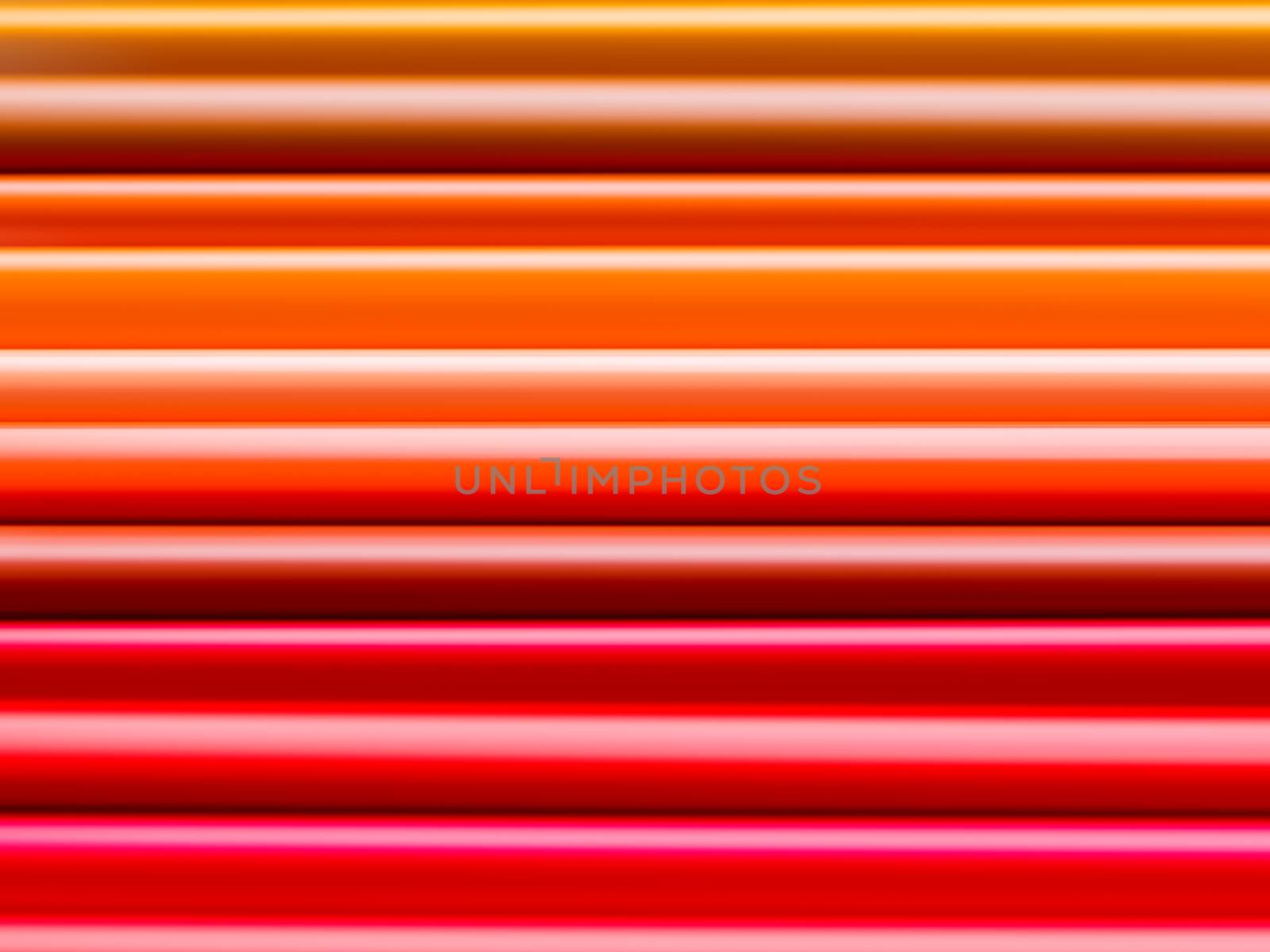 Horizontal row of red and orange watercolor pencils. School supplies background. Kid's stationery. Back to school backdrop with abstract rainbowgradient lines.