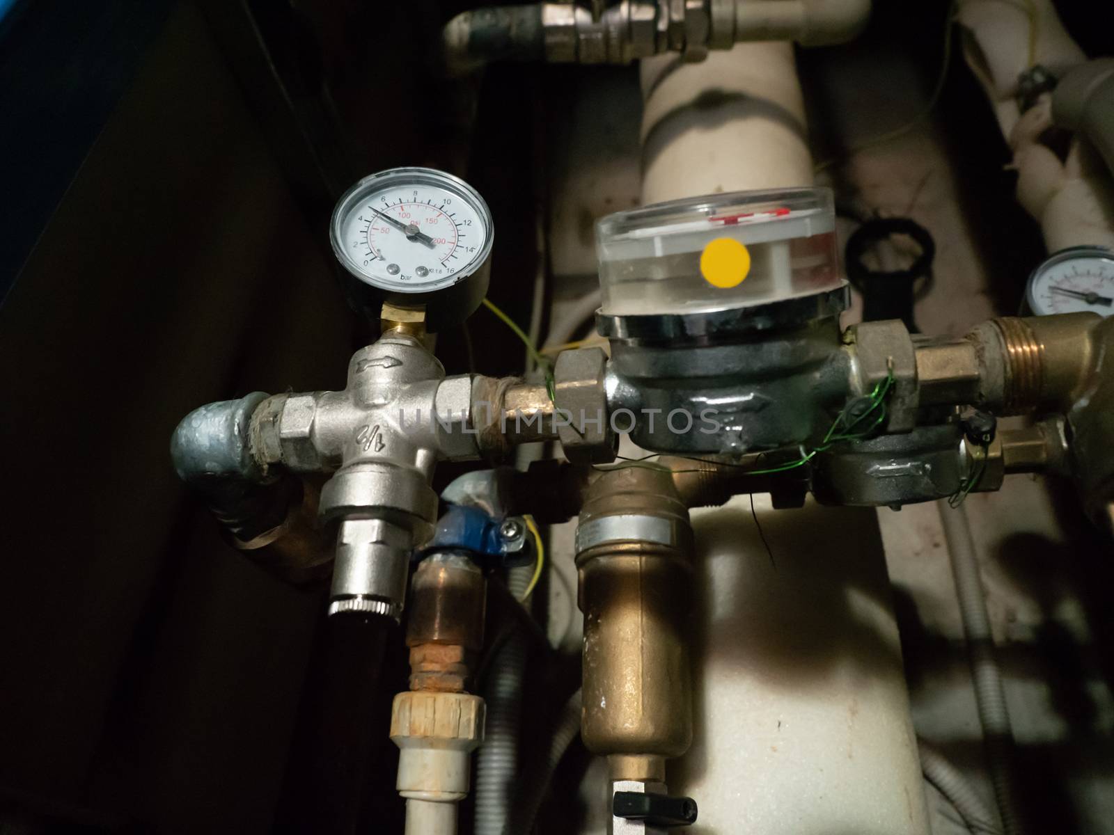 Water meters, special measurement of water flow. Sanitary equipment.