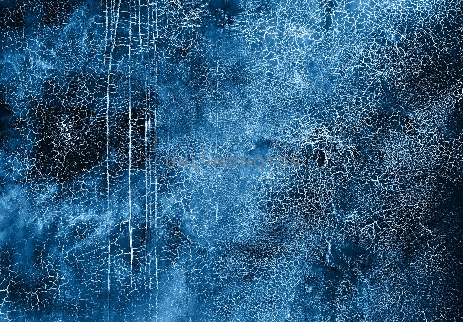 Classic blue colored texture with cracks. Surface with craquelure effect.