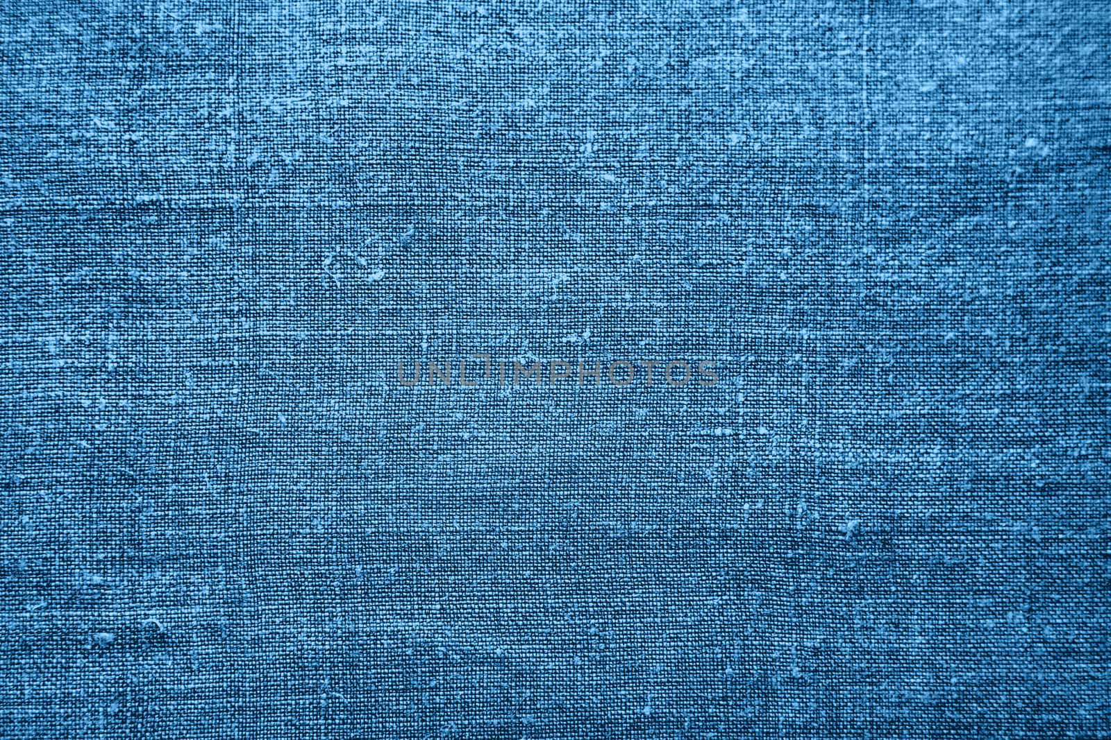 Homespun linen fabric. Textile texture. Classic blue abstract background. Top view, flat lay.