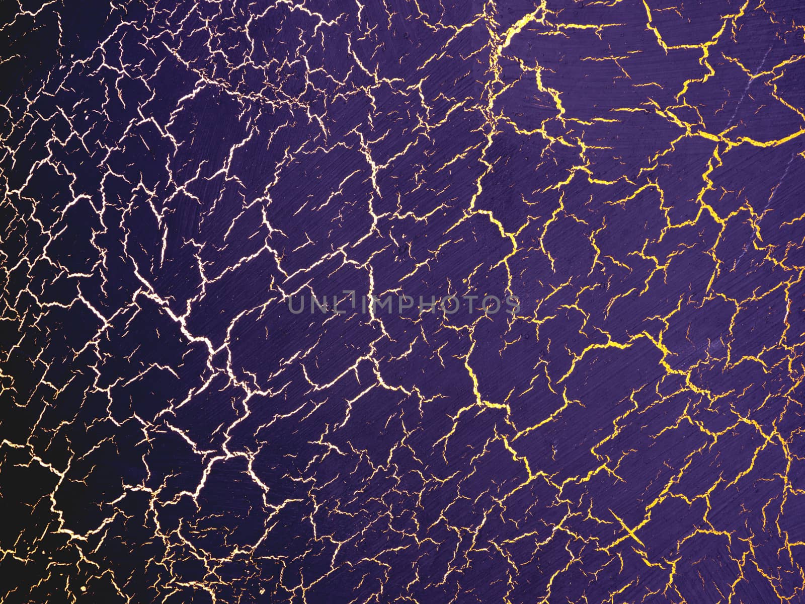 Dark violet texture with gold cracks. Surface with craquelure effect.
