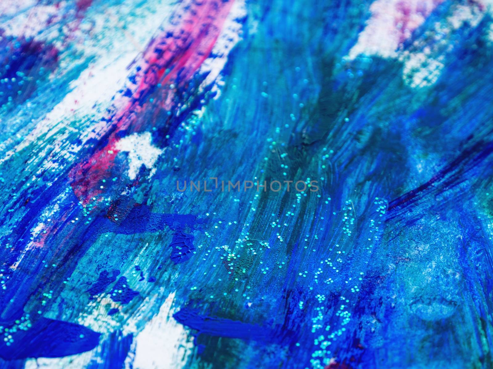 Abstract magenta and blue acrylic stains. Chaotic brush strokes. Textured artistic background.