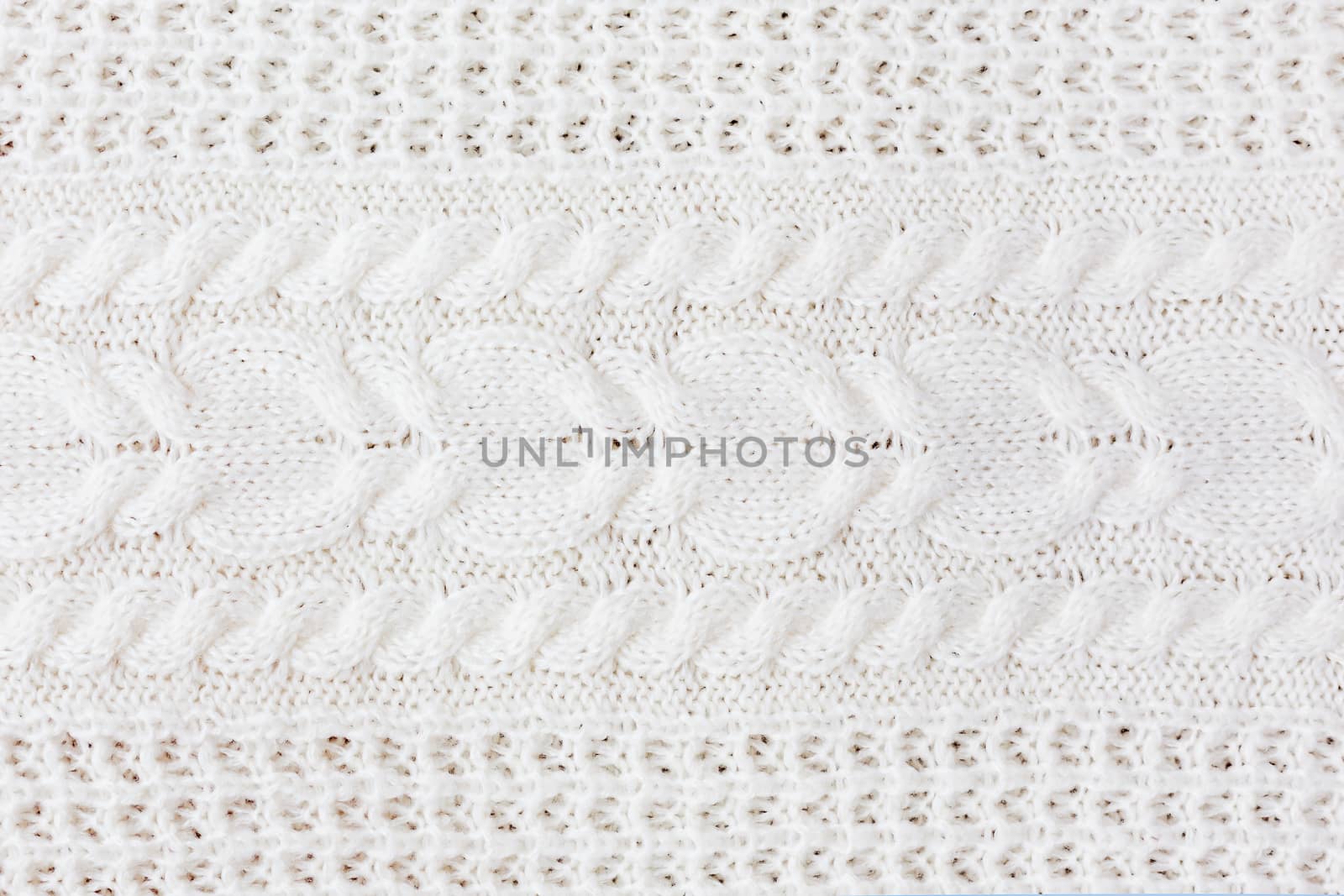 Abstract knitted background. Wool white sweater texture. Close up picture of knitted pattern.