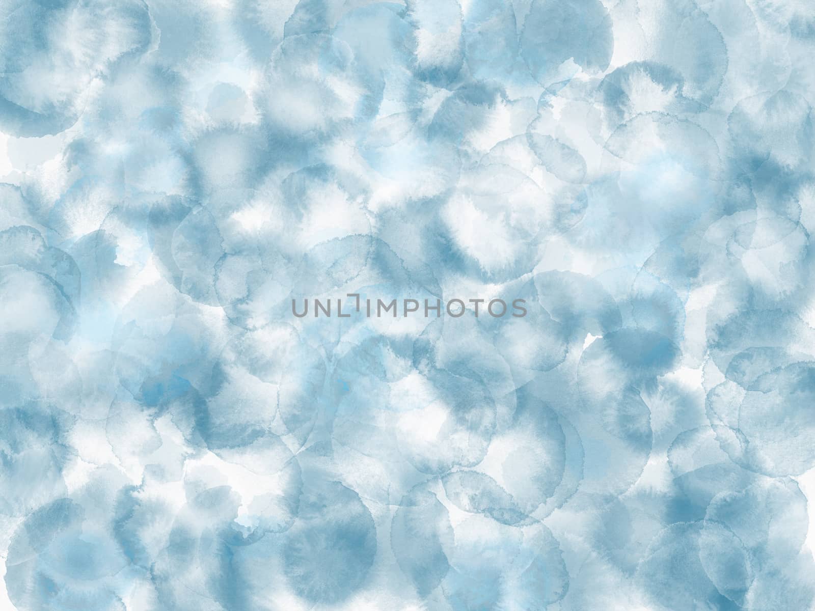 Abstract background with wet blue splashes.Watercolor style with gentle blots and stains.