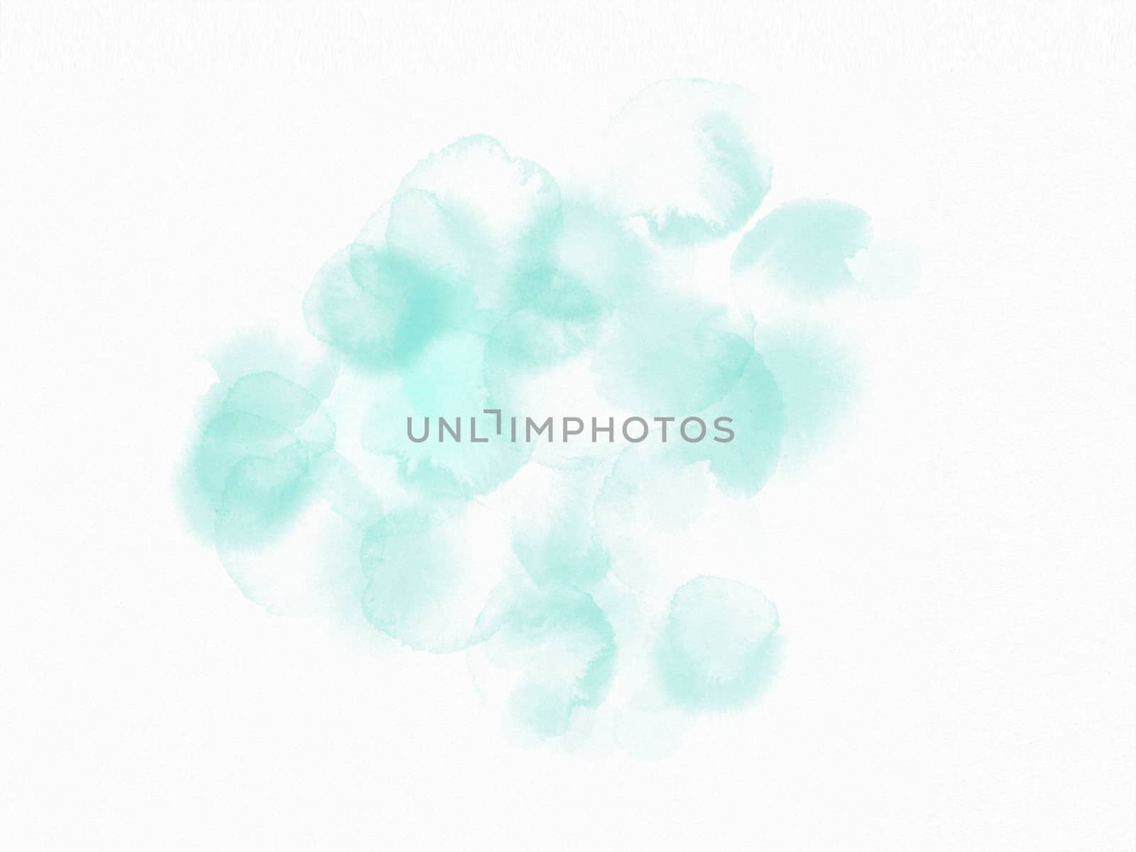 Abstract background with wet cyan splashes.Watercolor style with gentle blots and stains.