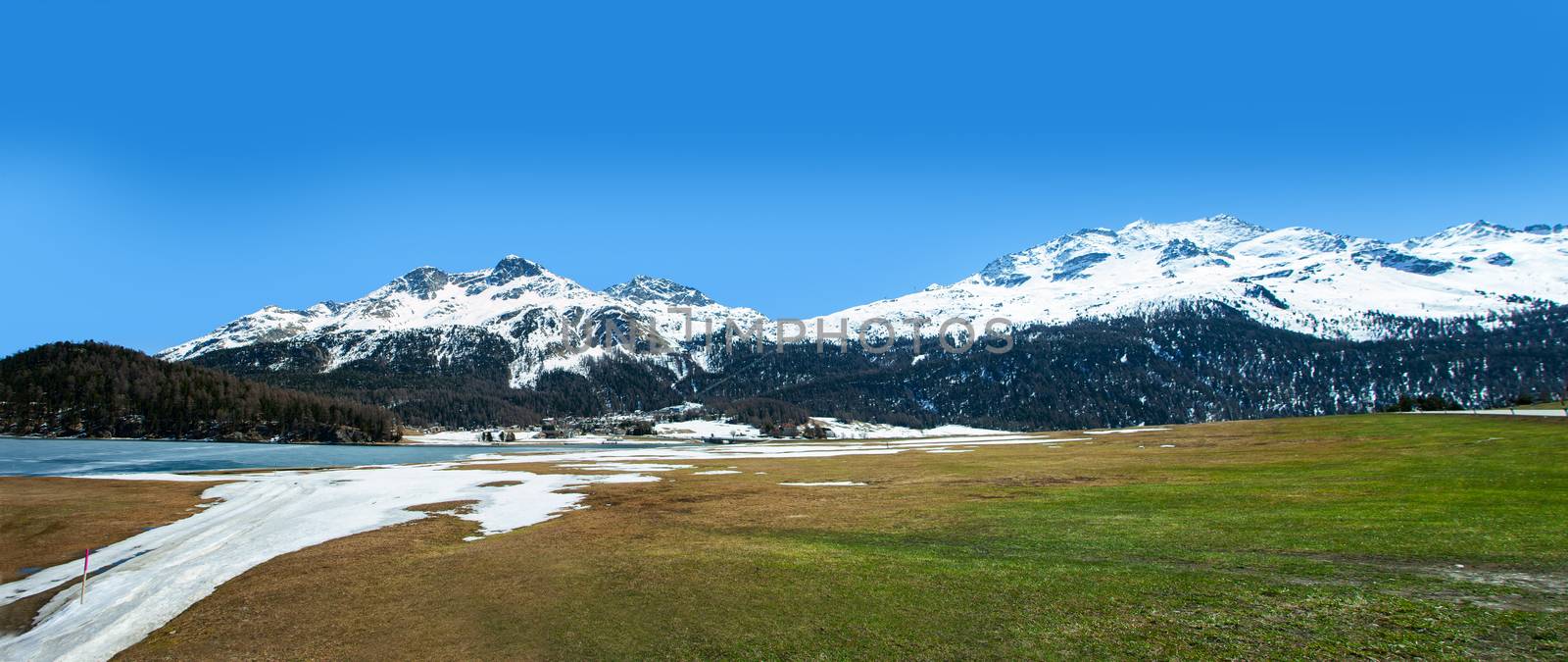 Silvaplana lake in Engadine in Switzerland. by PeterHofstetter