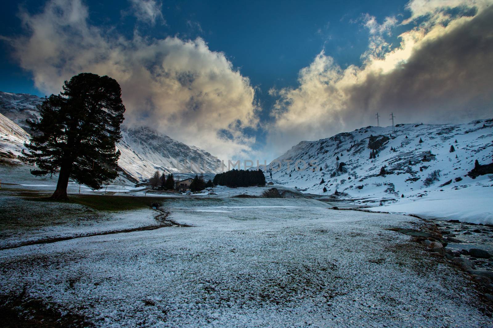 Alpine pass in switzerland, Julierpass in swiss alp with snow by PeterHofstetter