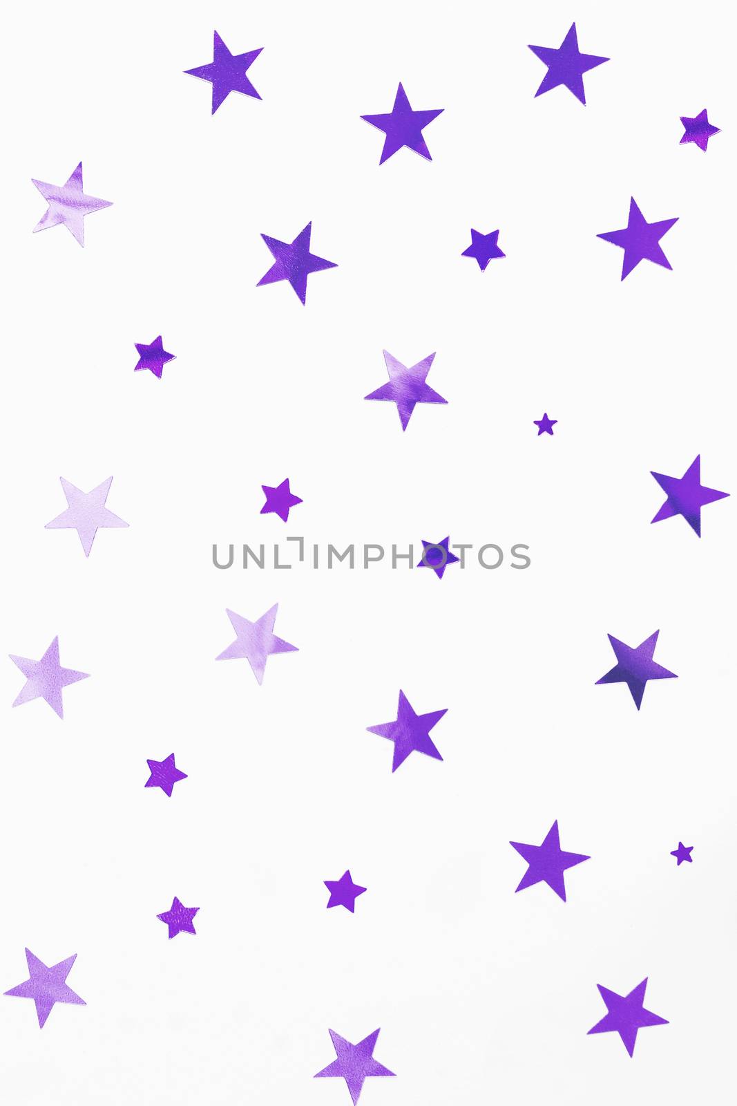 Holiday background with violet star confetti. Good background for Christmas and New Year cards.