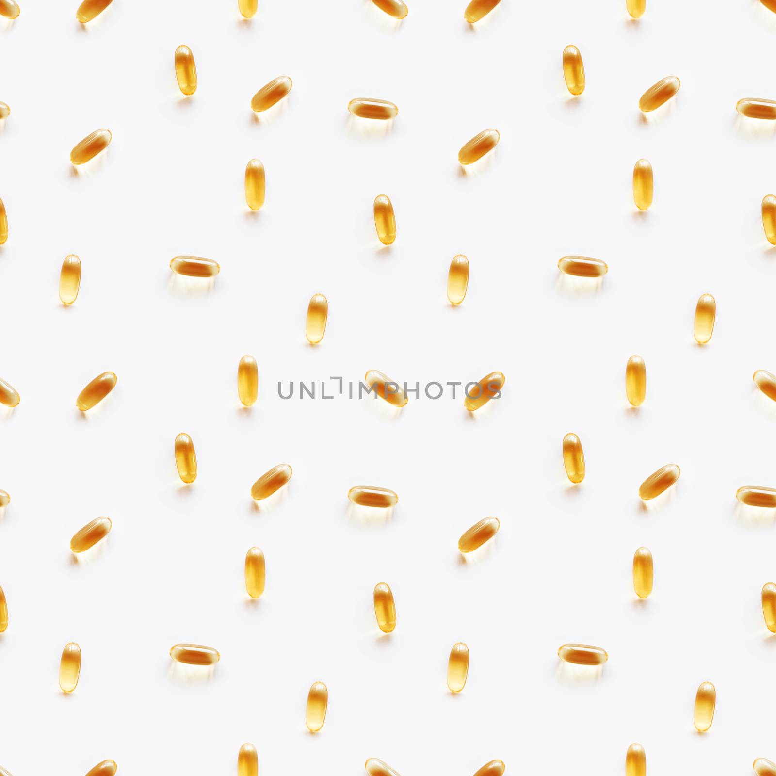 Seamless photo pattern with bright yellow capsules. White backgr by aksenovko