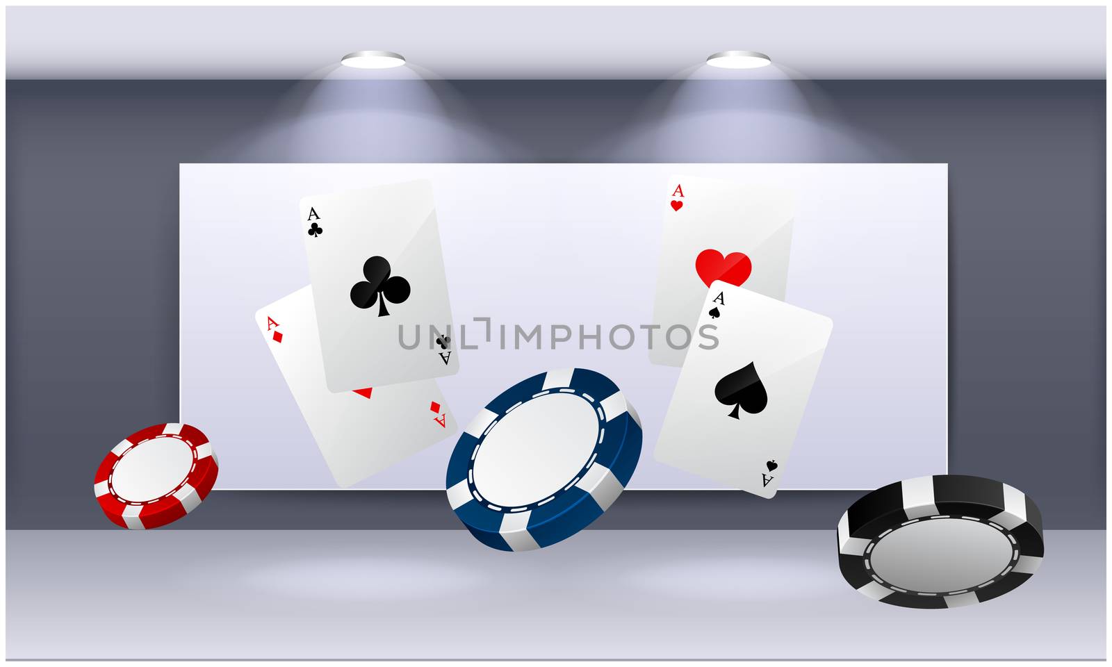 four aces and poker chips is in the room by aanavcreationsplus