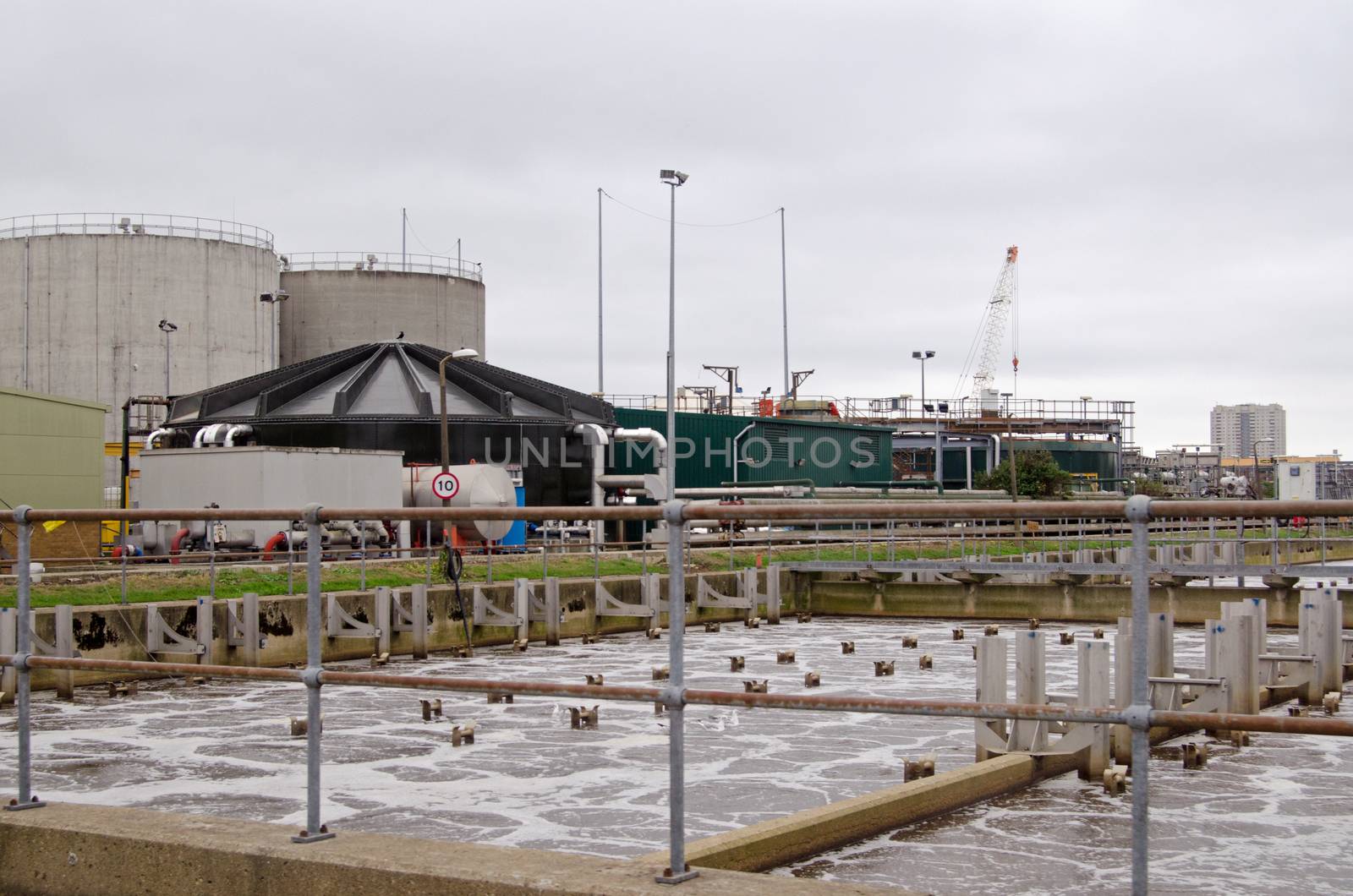 Aeration tanks and gas holders, sewage works by BasPhoto