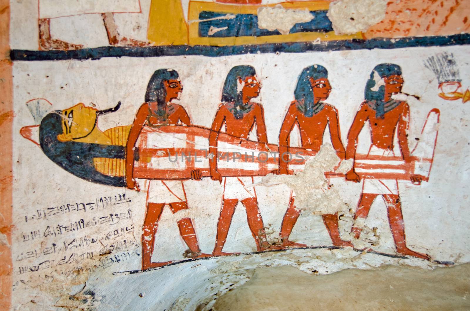 Four men carrying a mummy by BasPhoto