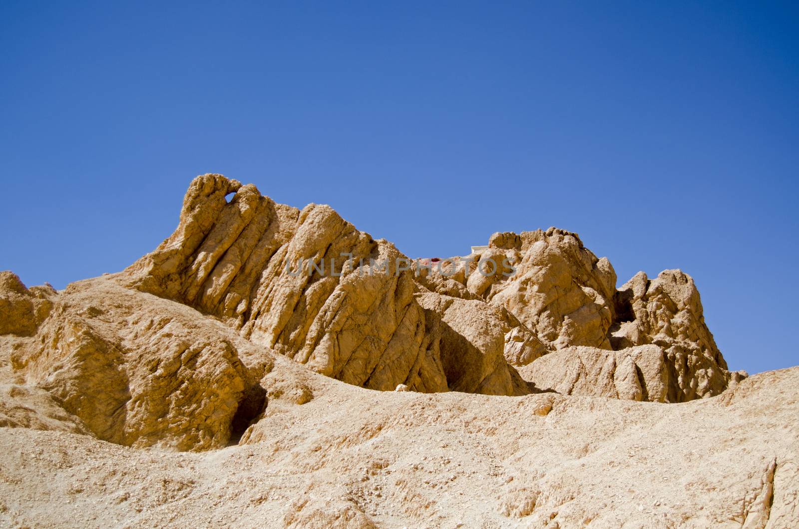 A distinctive rock formation in the Valley of the Queens, part of the Western Desert of Egypt near Luxor.