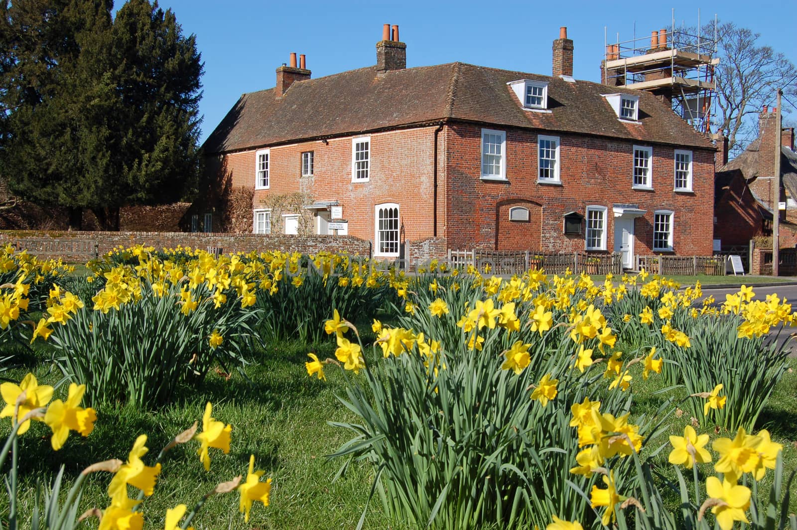 View of the historic home of the novelist Jane Austen in the village of Chawton in Hampshire.  The author wrote some of her famous books while living in this quiet village near Alton.