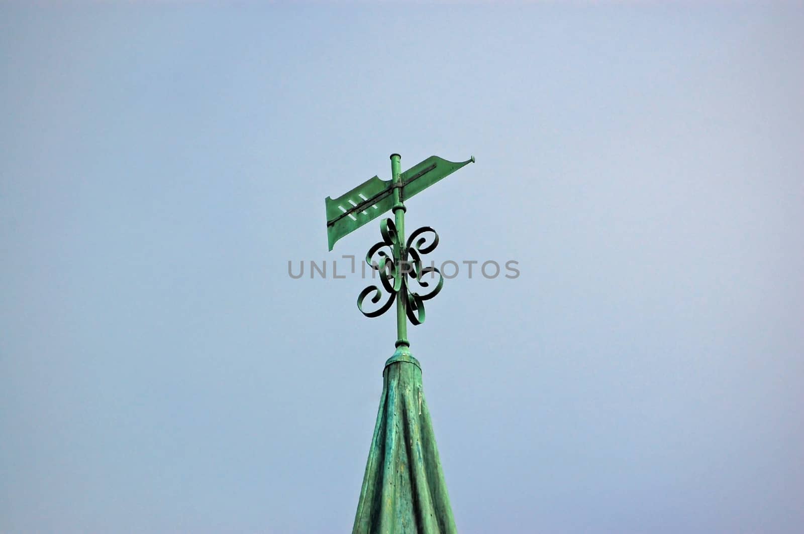 Weathervane in the form of a pen nib atop the spire of Saint Nicholas Church in Steventon, Basingstoke, Hampshire.  The literary giant Jane Austen's father was Rector at St Nicholas and she wrote Pride & Prejudice, Sense & Sensibility and Northanger Abbey while living in the village.  The weather vane marks her residency here.