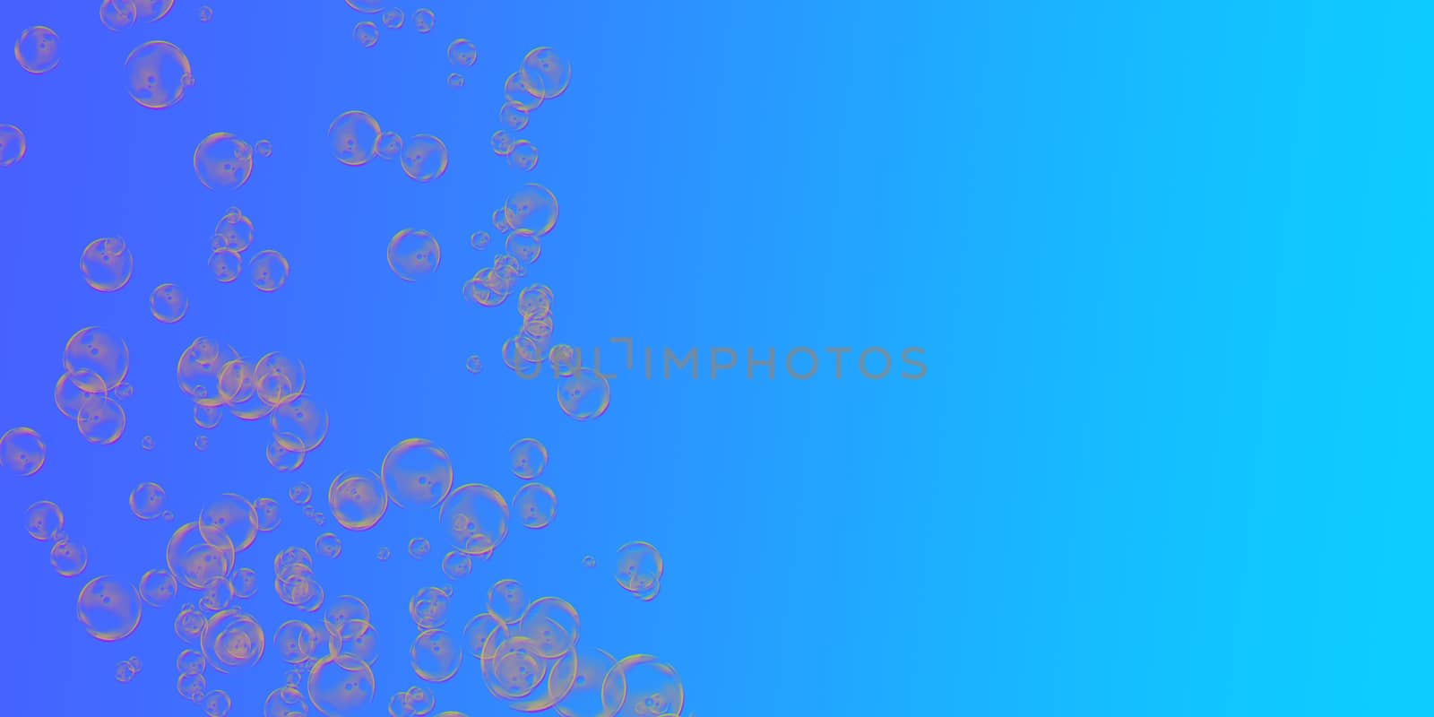 valentines bubbles floating in space, on blue background with copy space