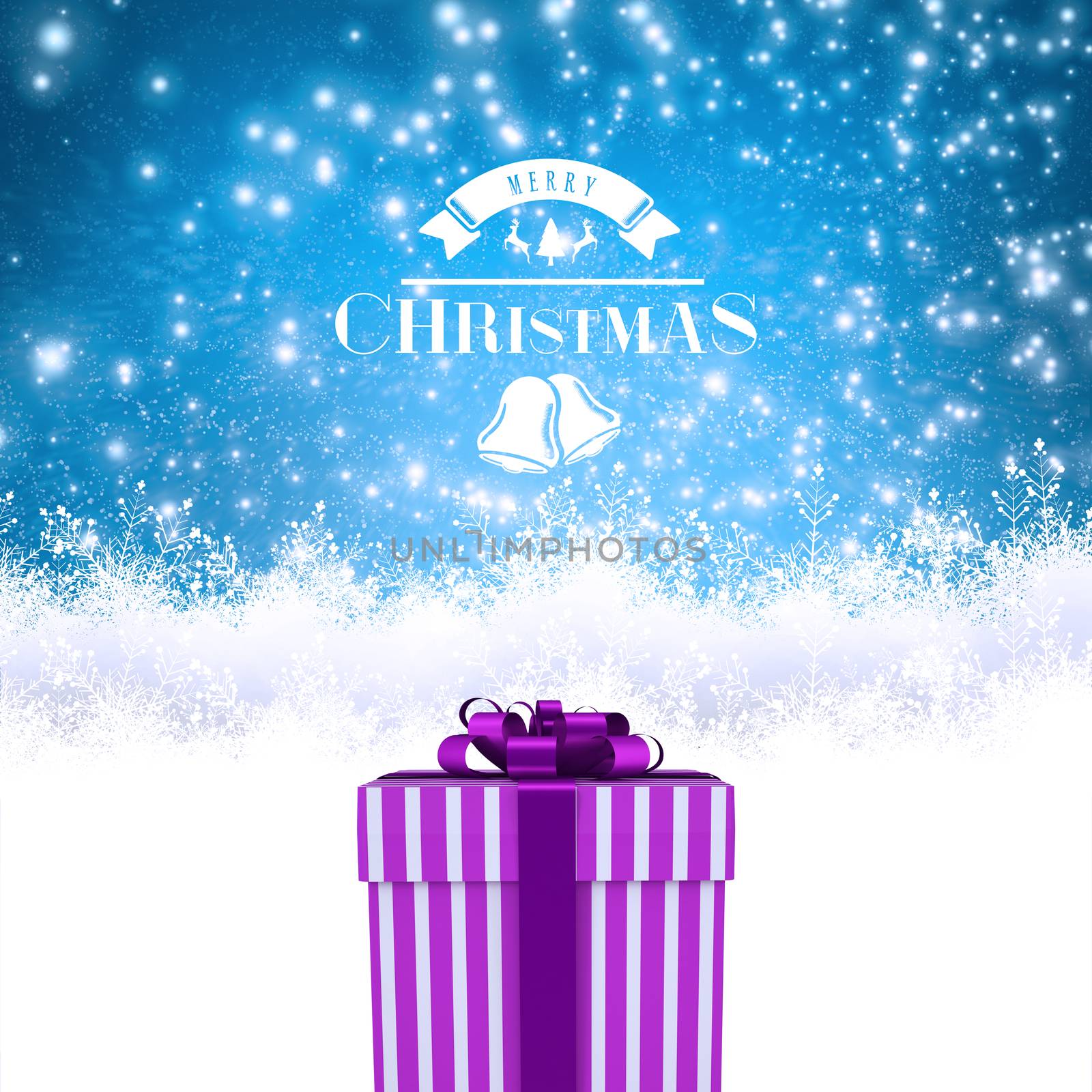 Christmas message against blue background with vignette