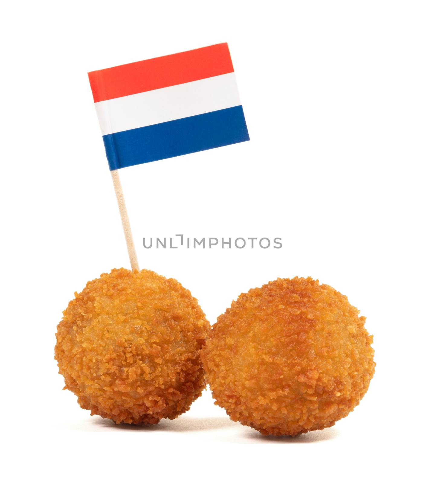 Dutch traditional snack bitterbal with a dutch flag by michaklootwijk