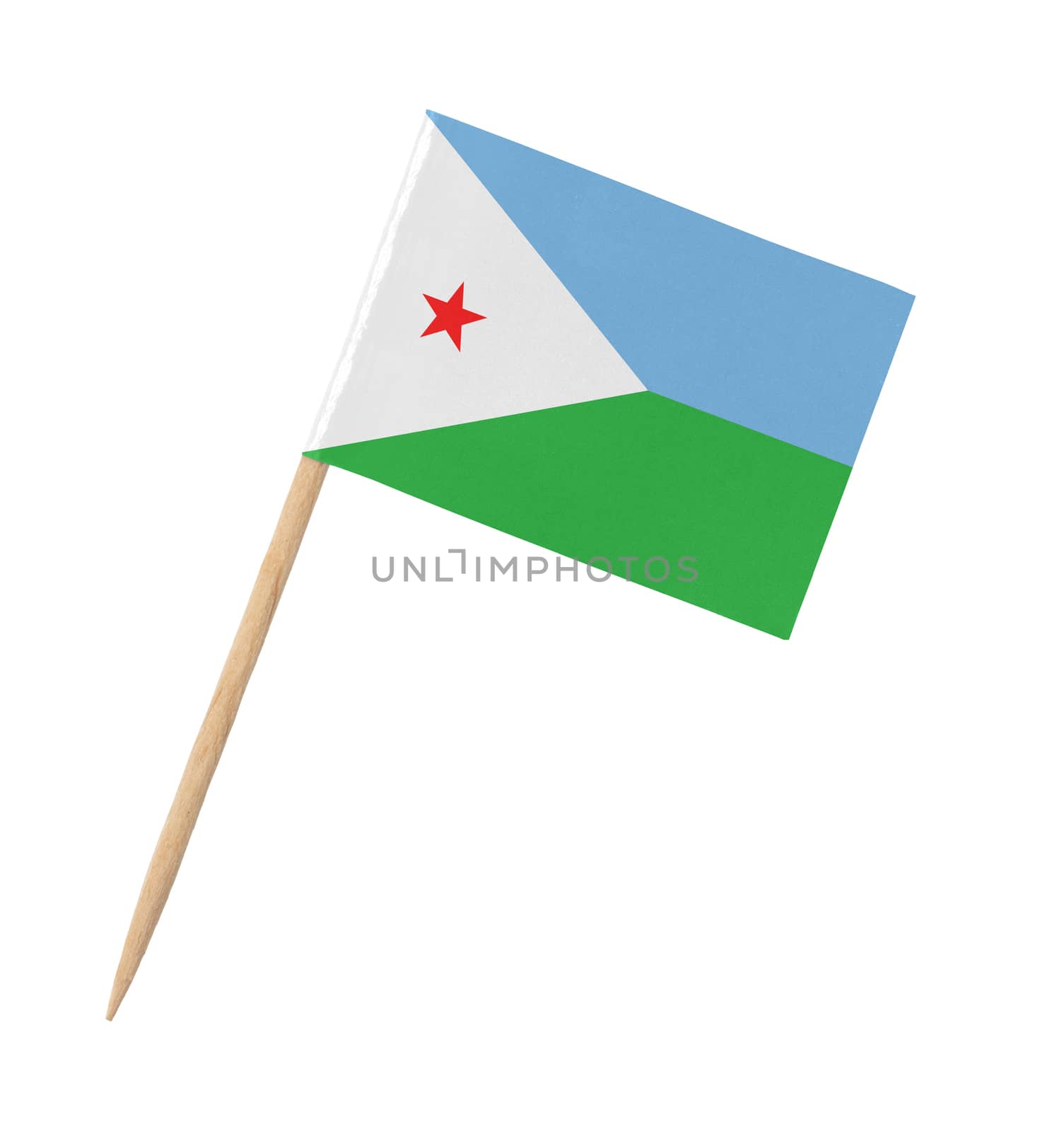 Small paper flag of Djibouti on wooden stick by michaklootwijk