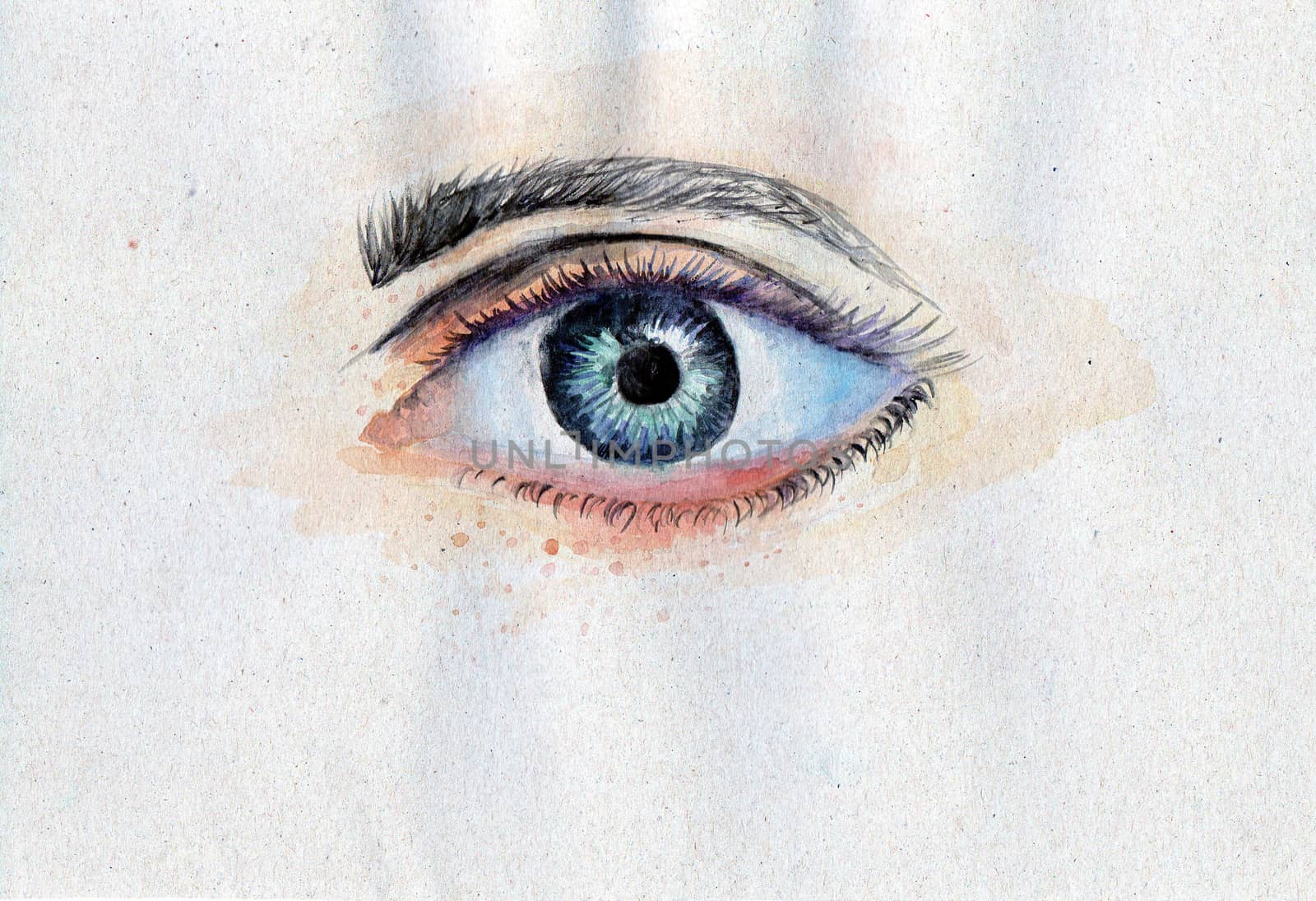 human eye painted with watercolors by raddnatt