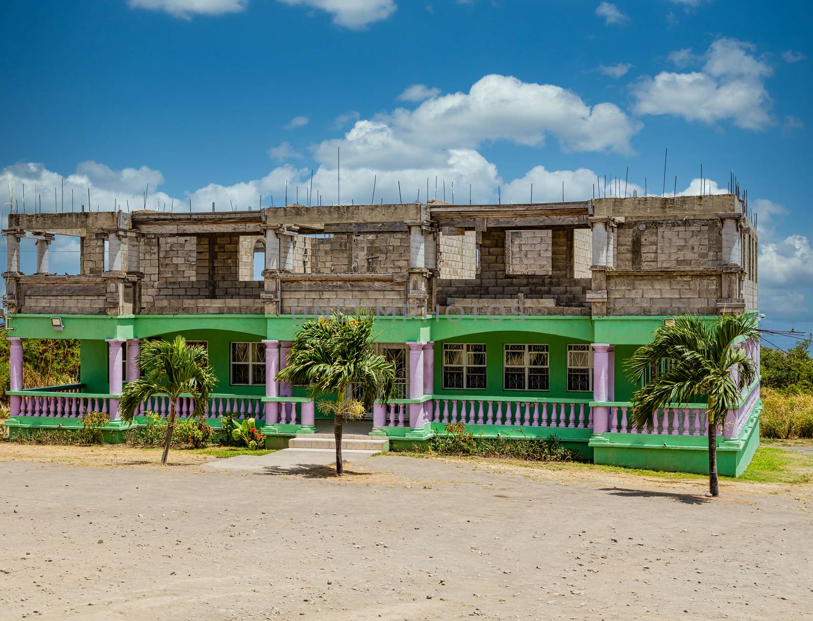 An old abandoned hotel project on a tropical island